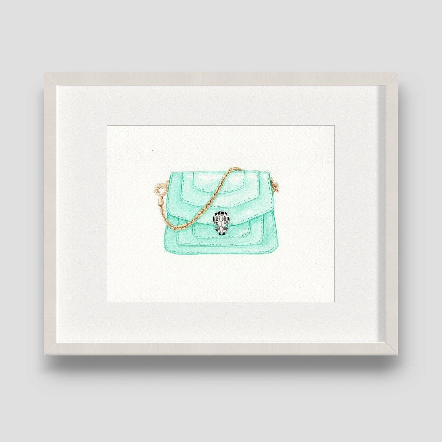 Capturing timeless elegance in watercolour 💚✨

The @bvlgari Serpenti Forever Charm Leather Bag, painted in all its luxurious glory. The deep green hues, the mesmerizing snake charm&mdash;every detail, speaks sophistication. 🖌️🐍💚 

#Bvlgari #Luxur