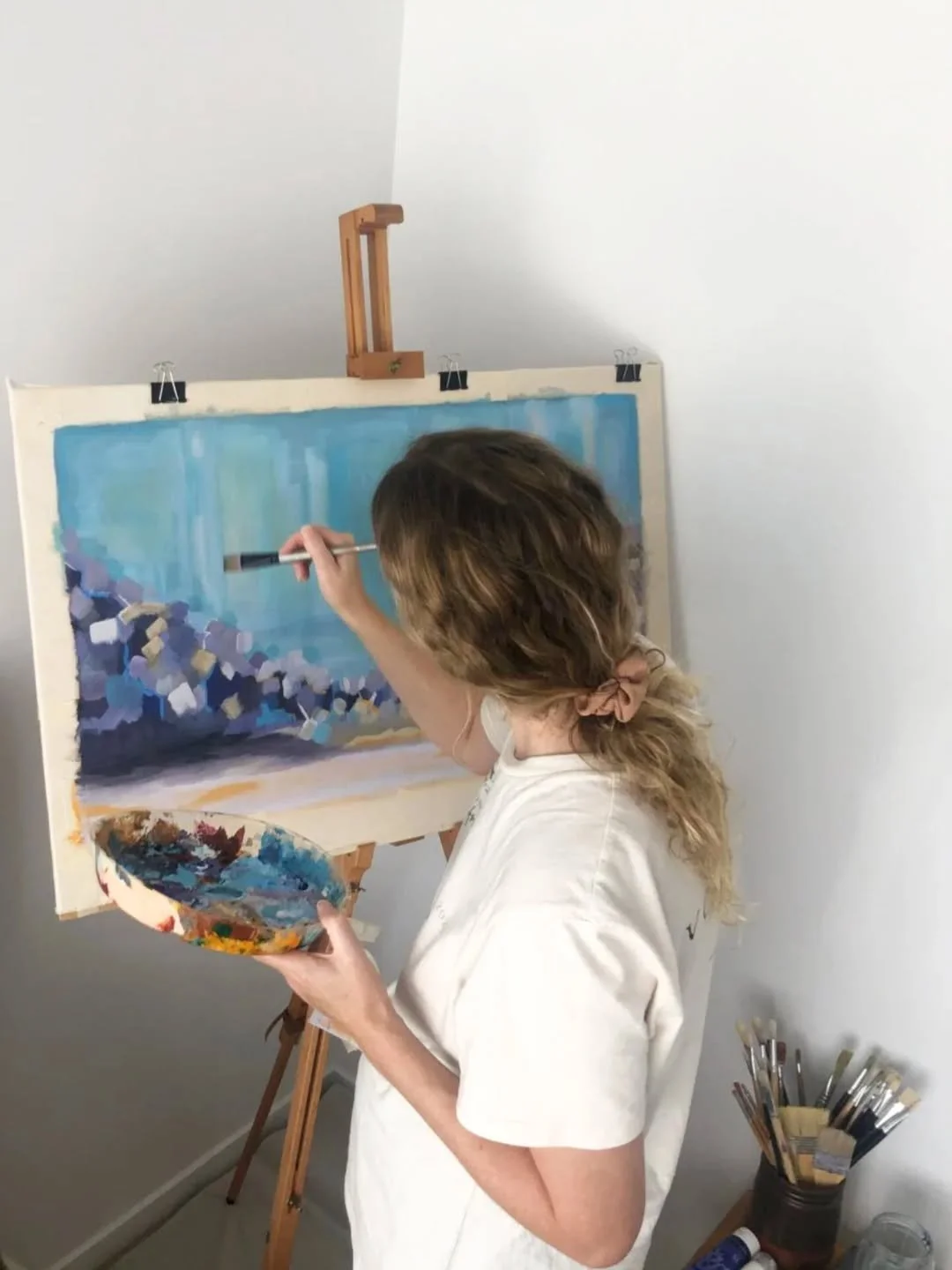 In my zone! 
Custom acrylic painting 'stormy seas'
If you like any of my abstract painings on my website and would like me to recreate them for your space, please contact me via my webiste.