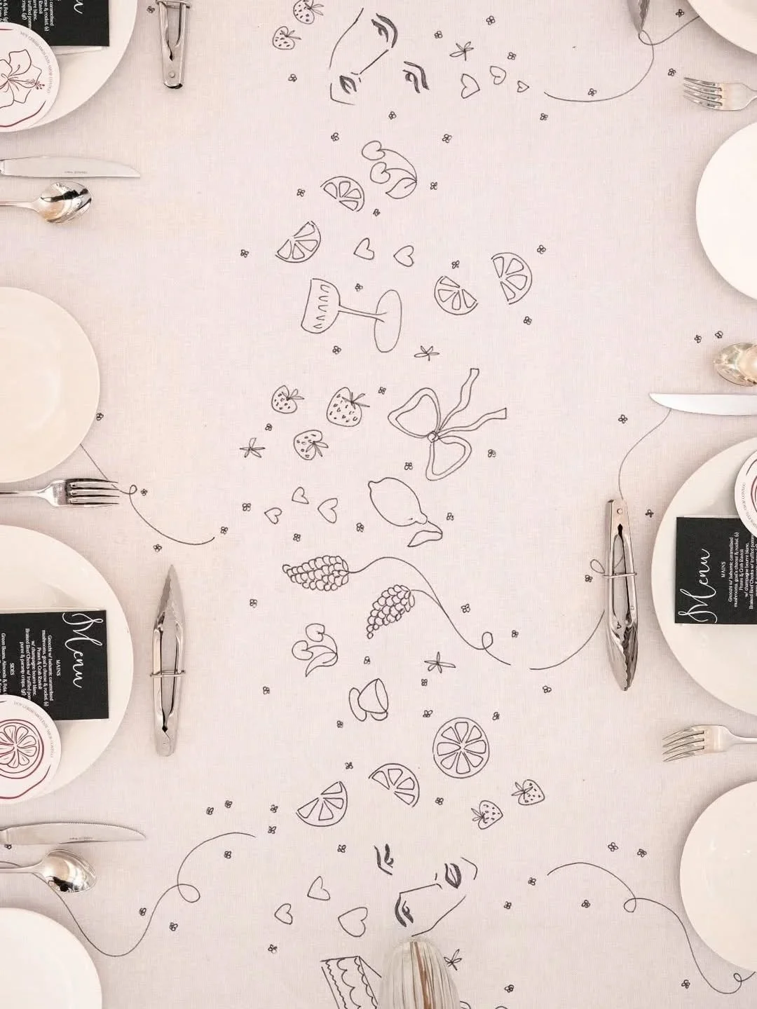 Personalise your wedding reception tables with custom linens for a special touch. #tablecloth #linens #weddingideas