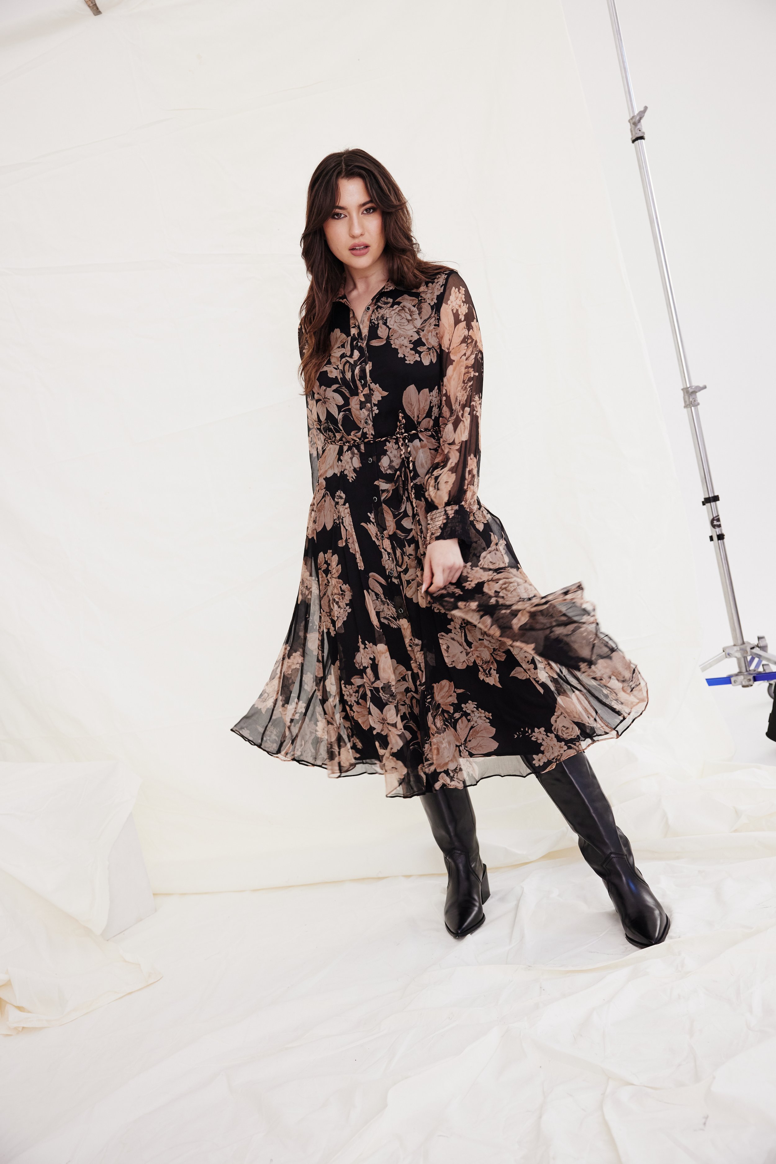 Bachi  Silk Dress- Mono Print