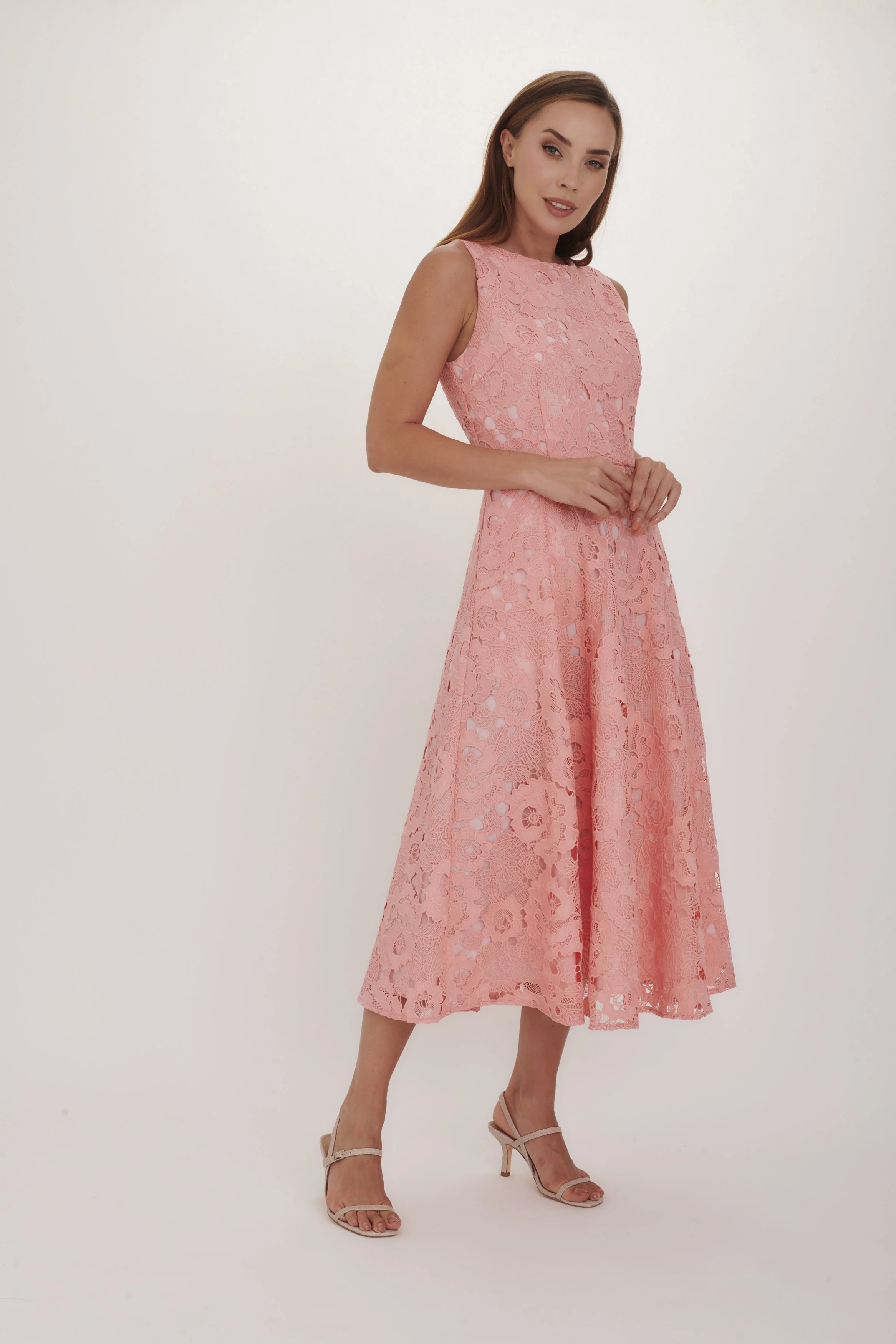 Yasmin Lace Dress Coral KAMARE yasmin-lace-dress-coral-kamare