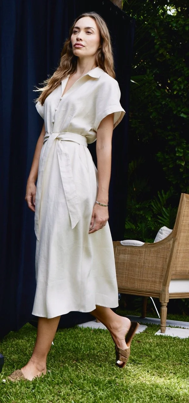 Charvie Linen Dress ...Buff