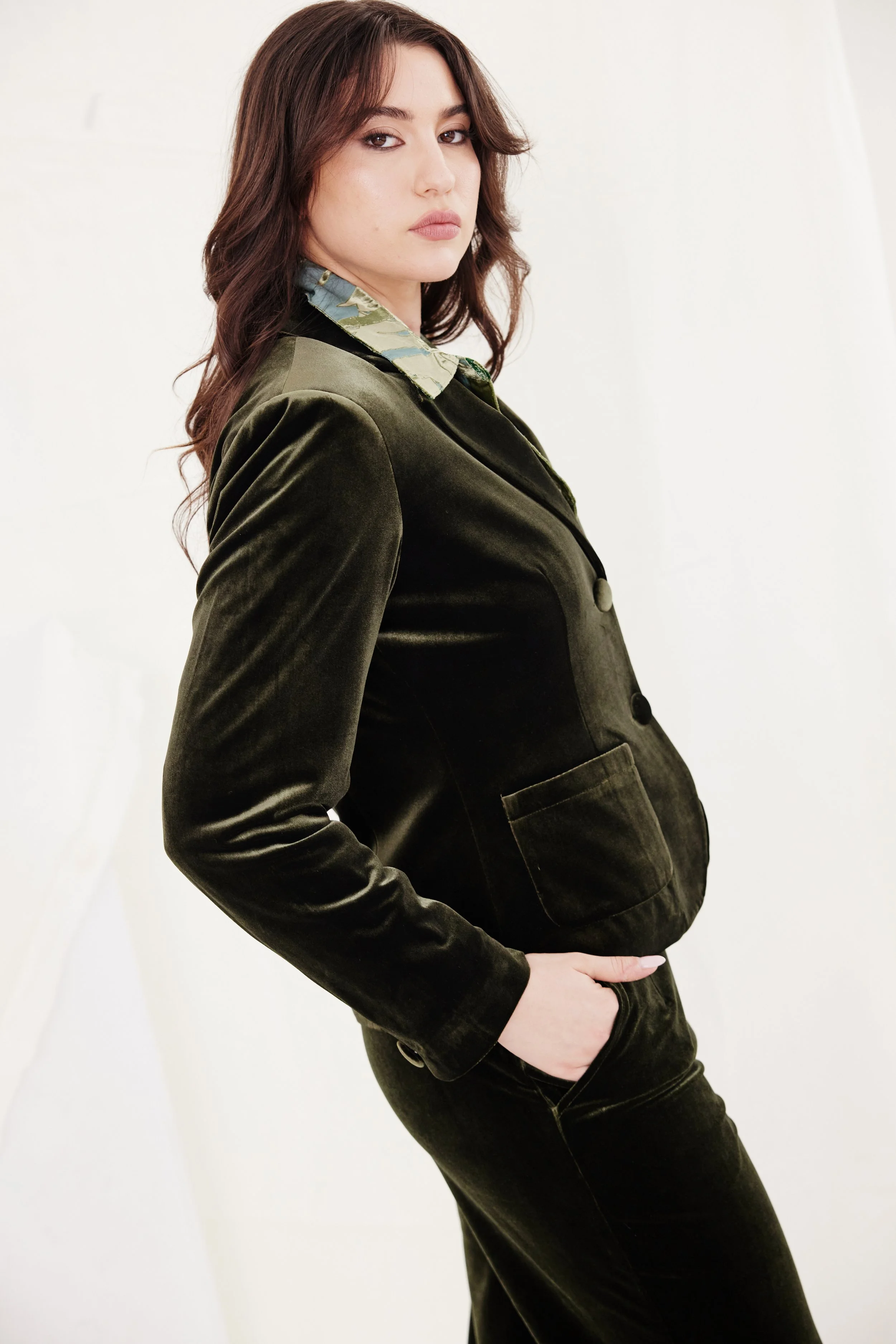 Surrey Velvet Jacket - Olive