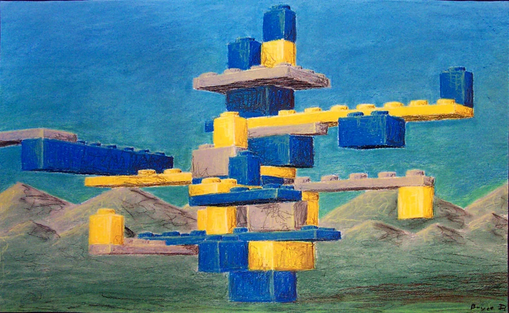 Lego Land Medium: Conté on paper