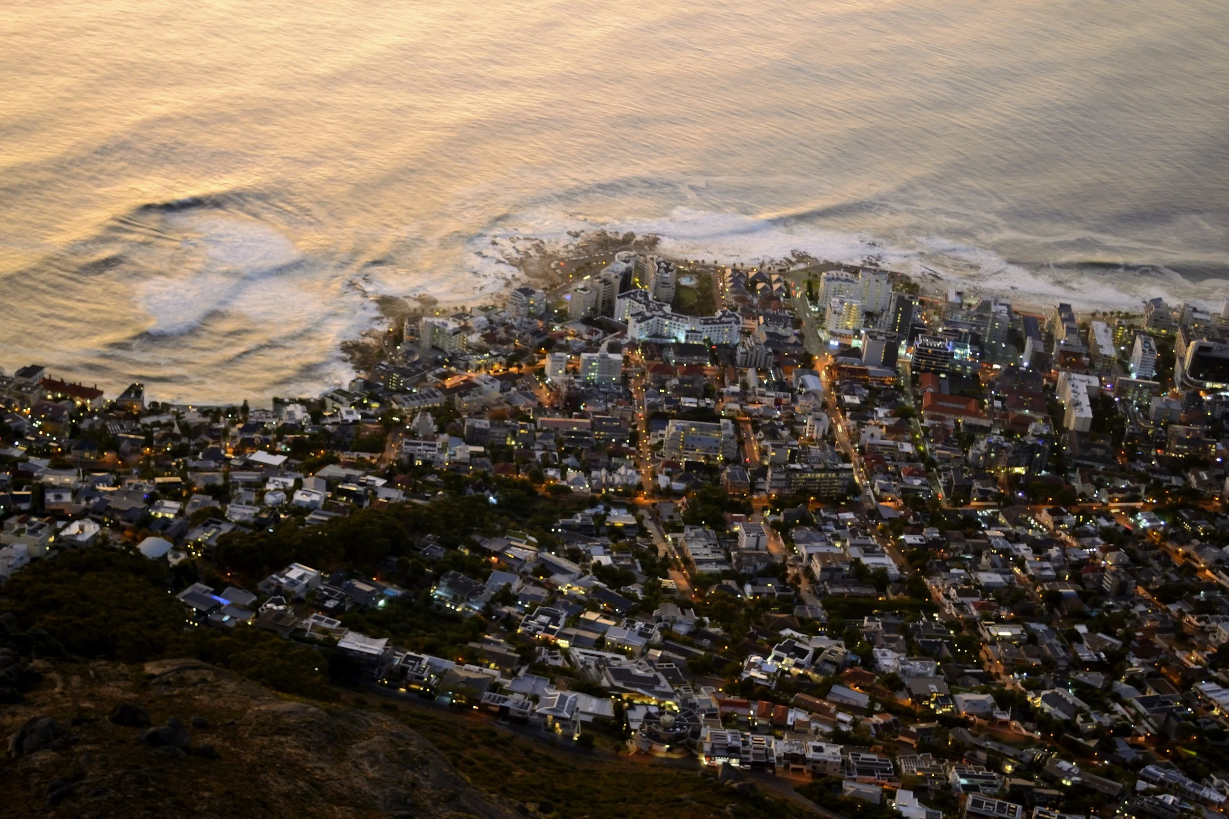 Aerial view of city on a coast