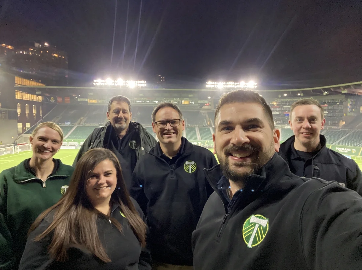Doberman Emergency Management Group Employees doing on-site training at Portland Timbers Stadium.