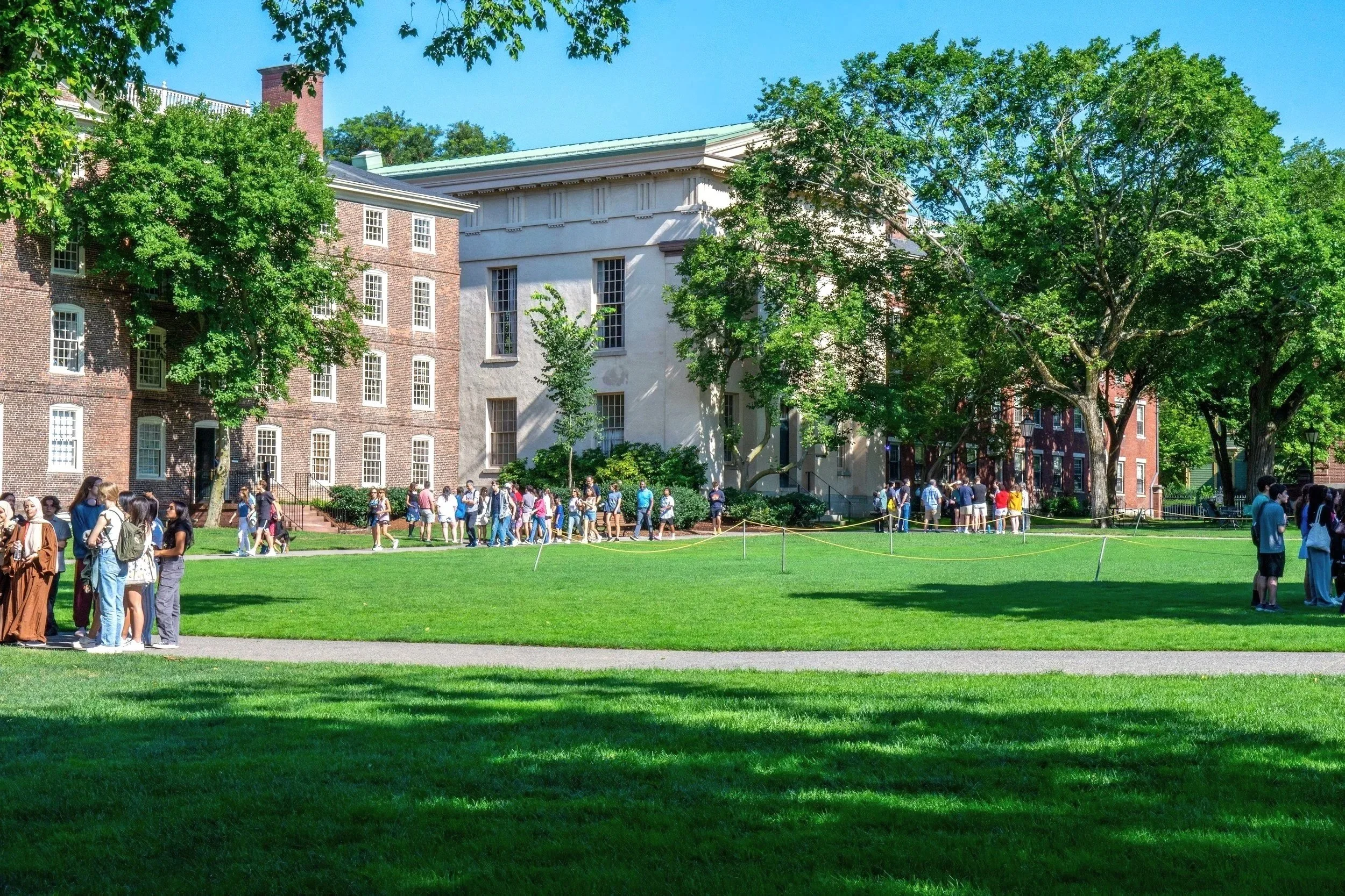 University Campus with Students Walking Around