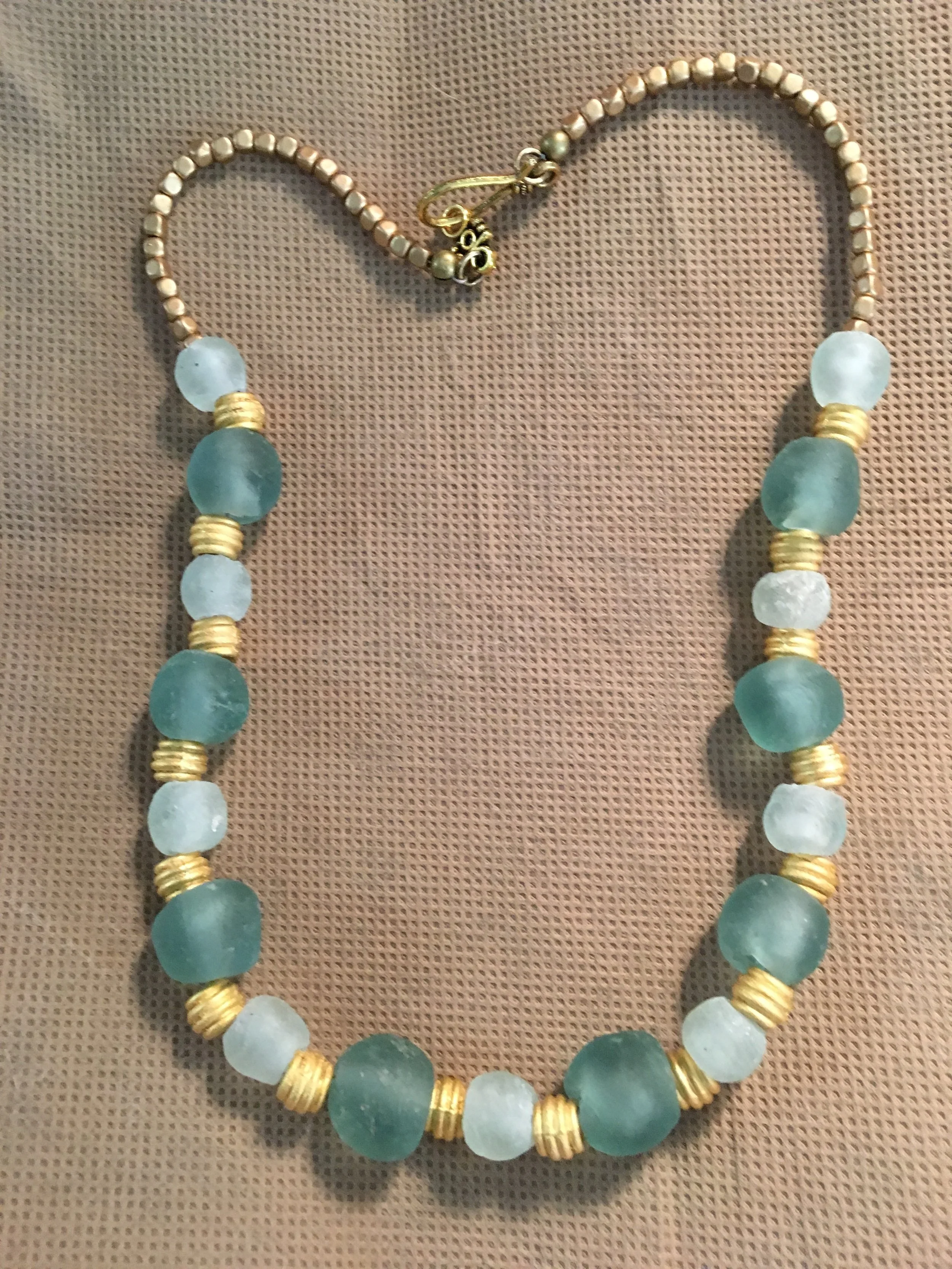 African seaglass and brass 