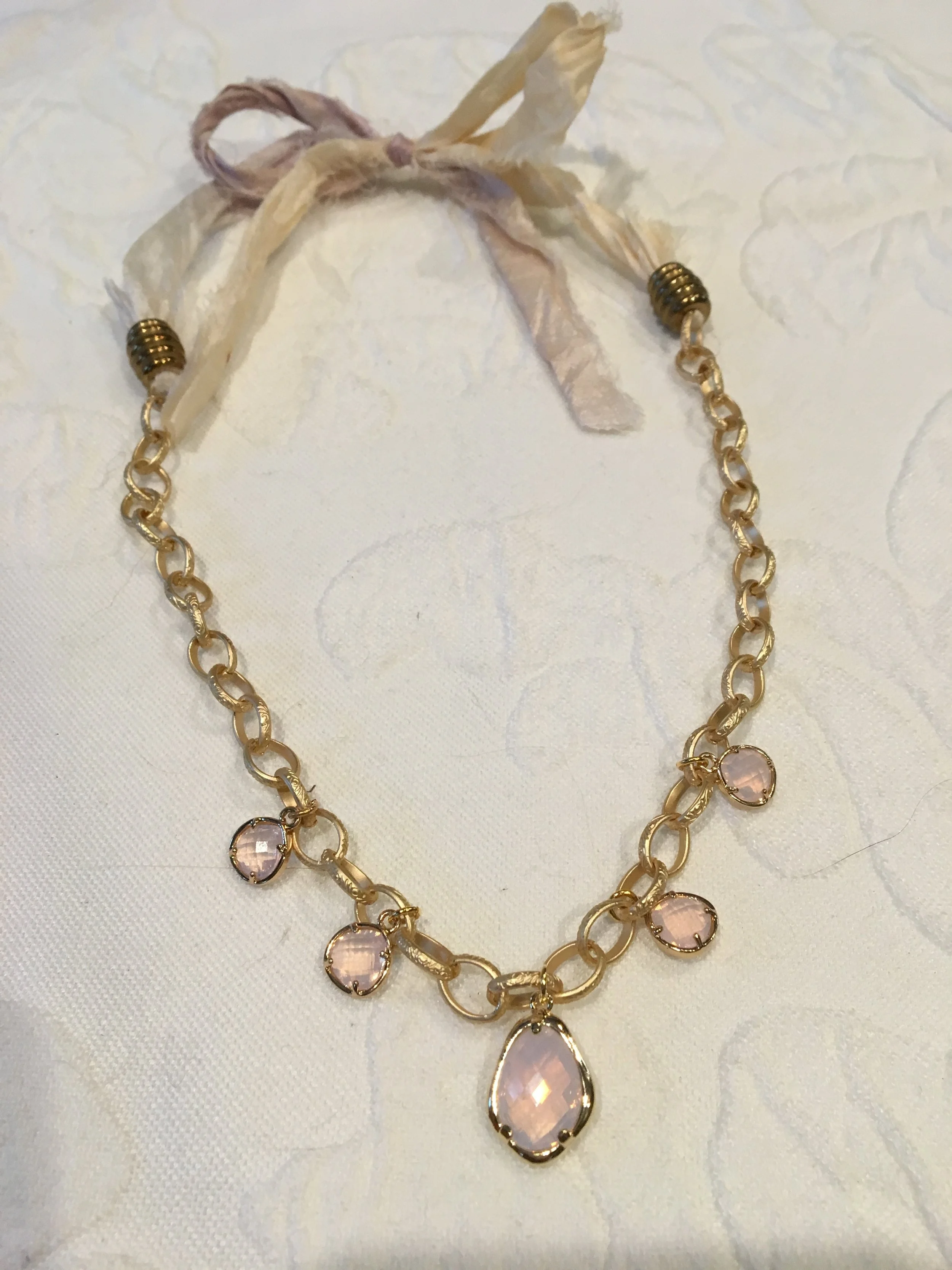 Pink, Gold and Sari Silk Ribbon 