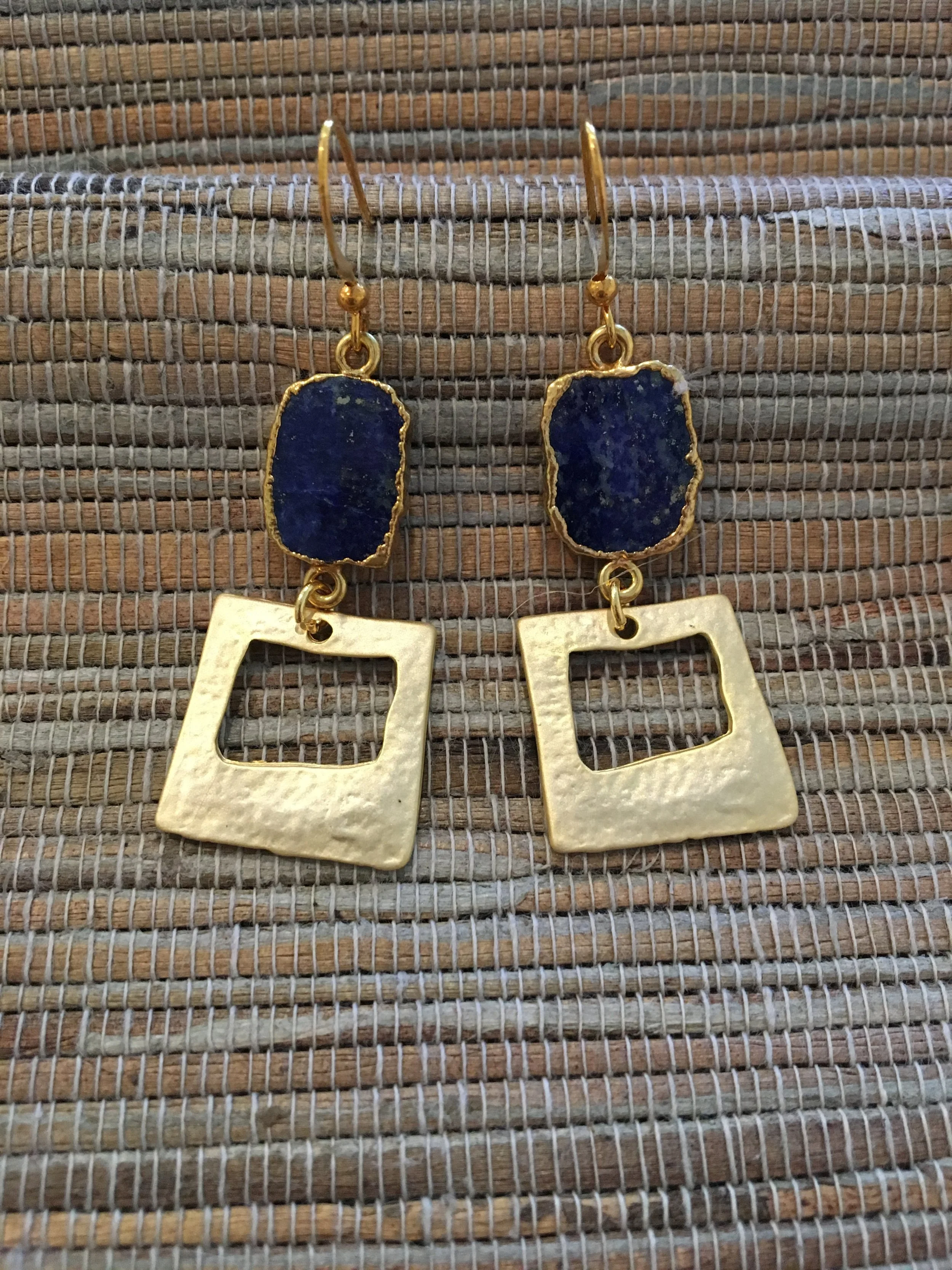 Lapis on Square earrings