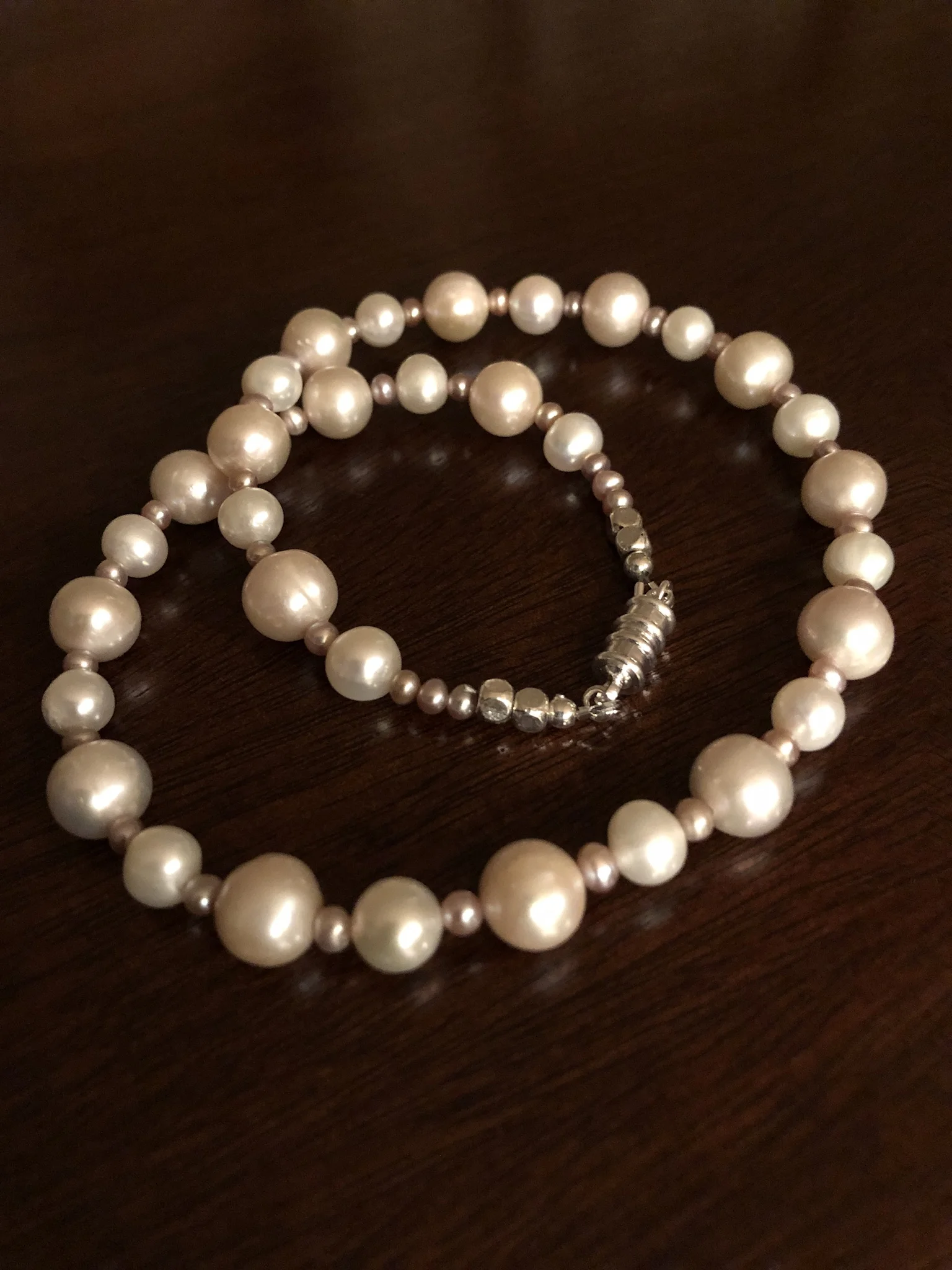 White on white pearl necklace