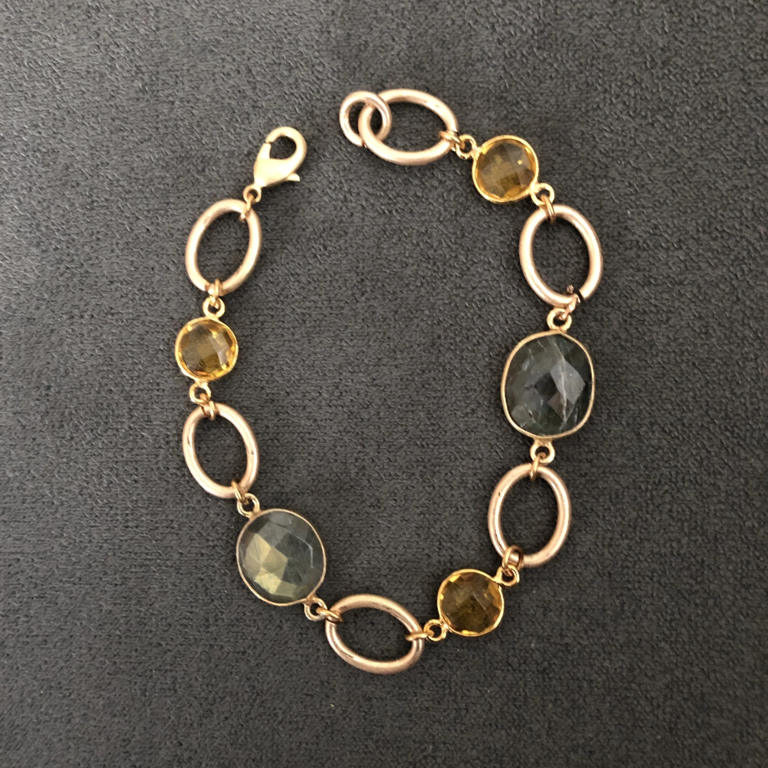 Labradorite and gold bracelet