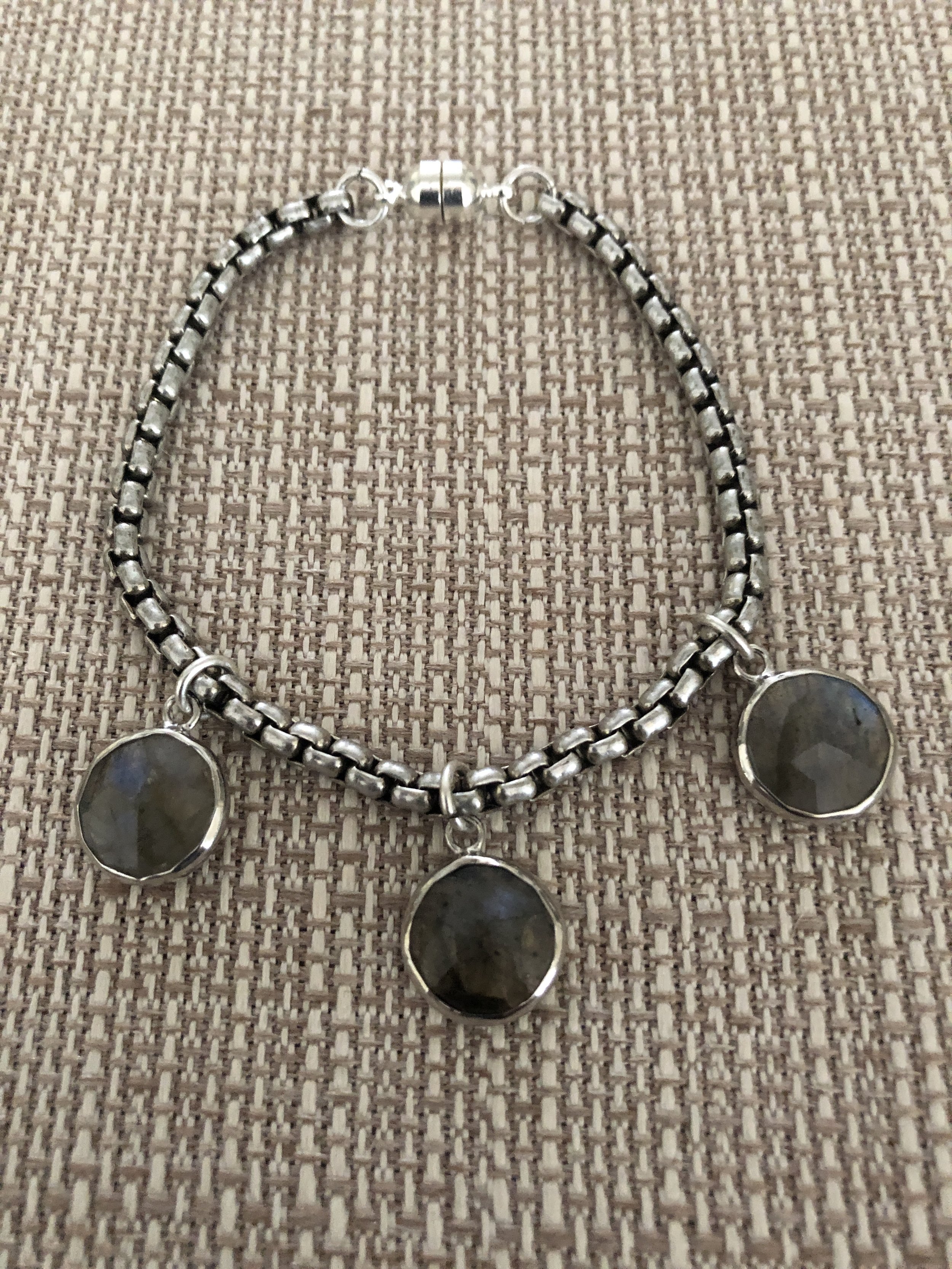 Silver and labradorite bracelet