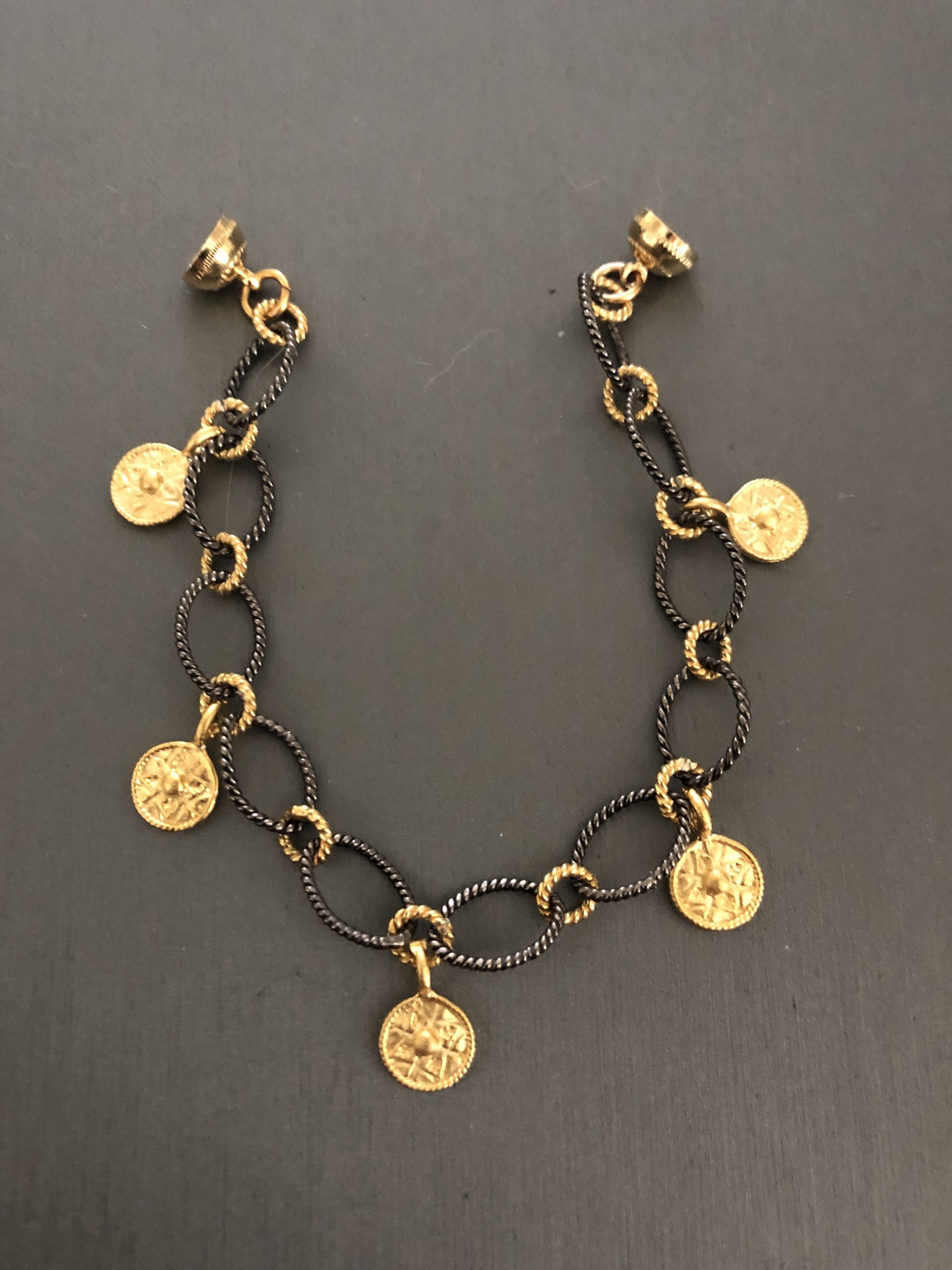 Gold coin charm bracelet