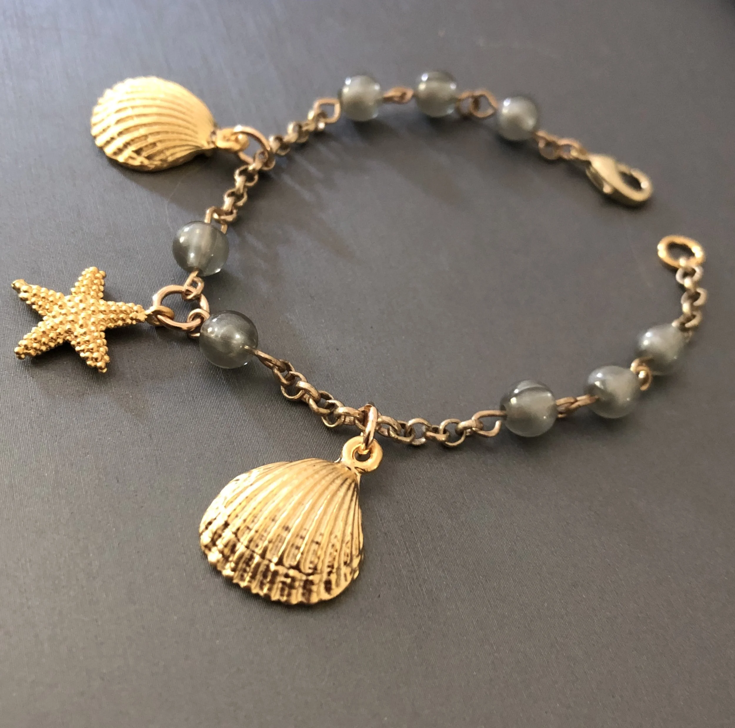 Gray and gold ocean bracelet