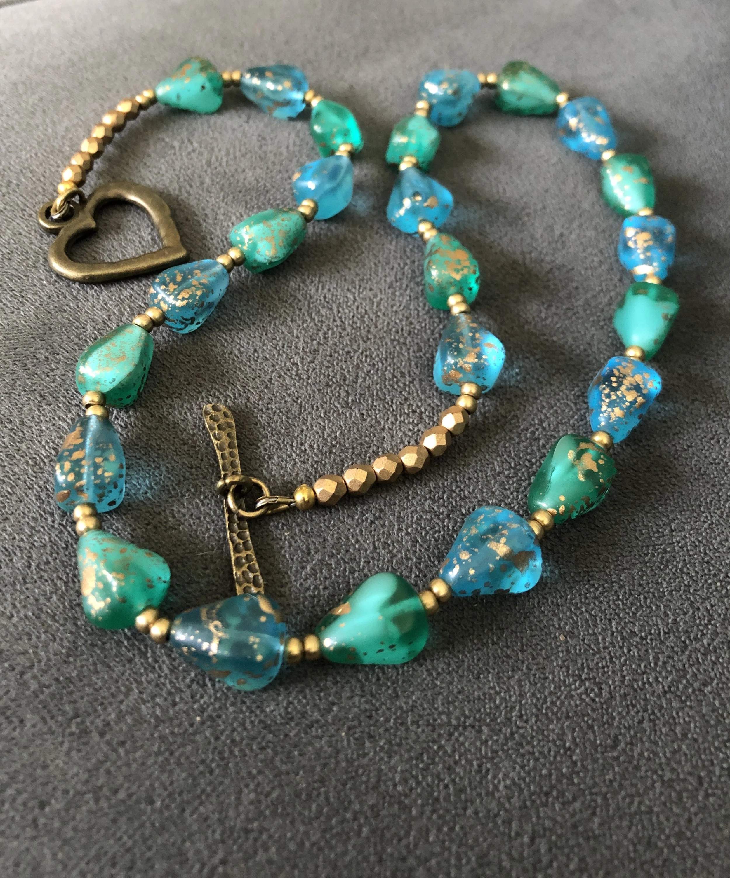 Gold leaf flecked sea glass