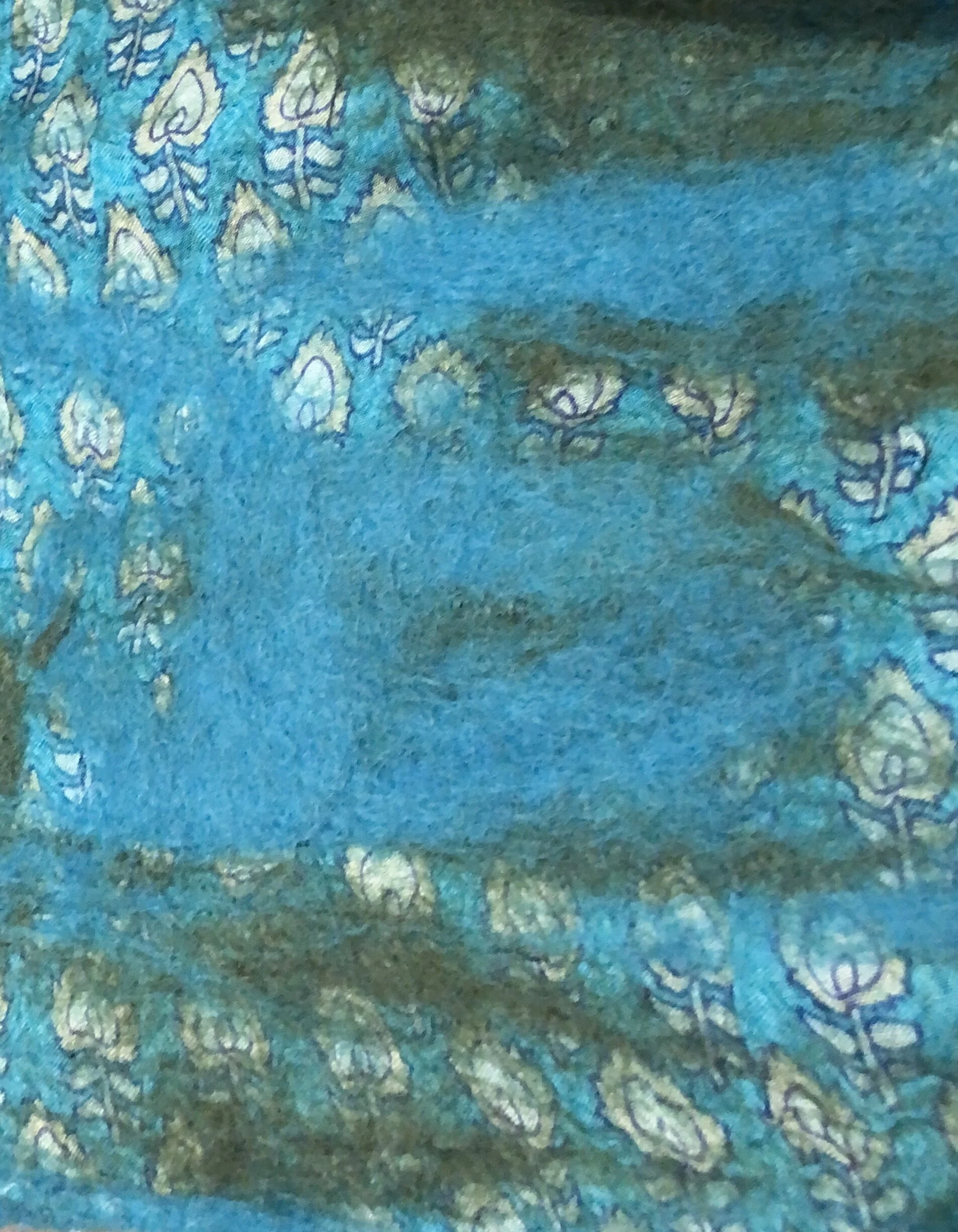 Blue &amp; green felt sari scarf/ tablerunner 