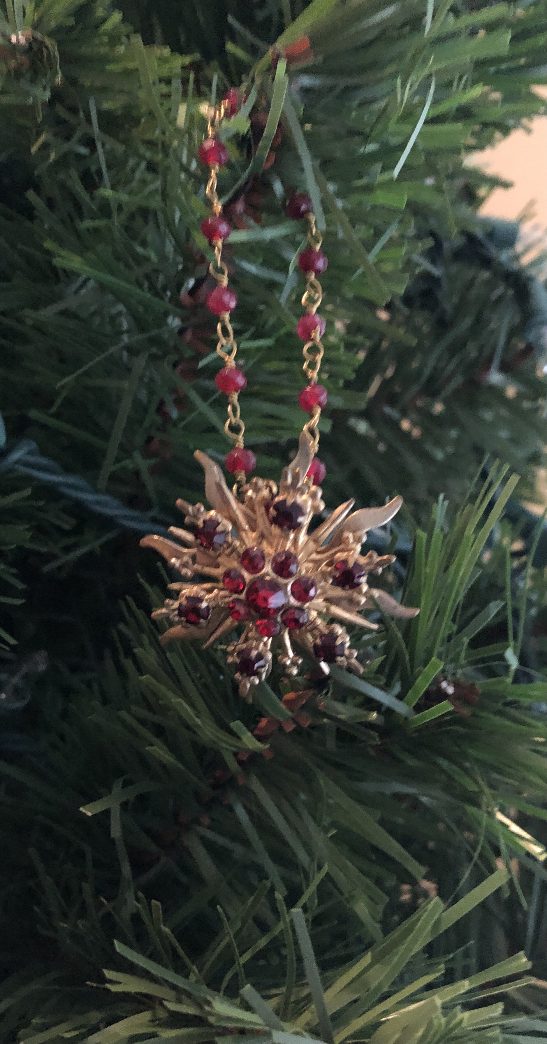 Ruby red starburst ornament