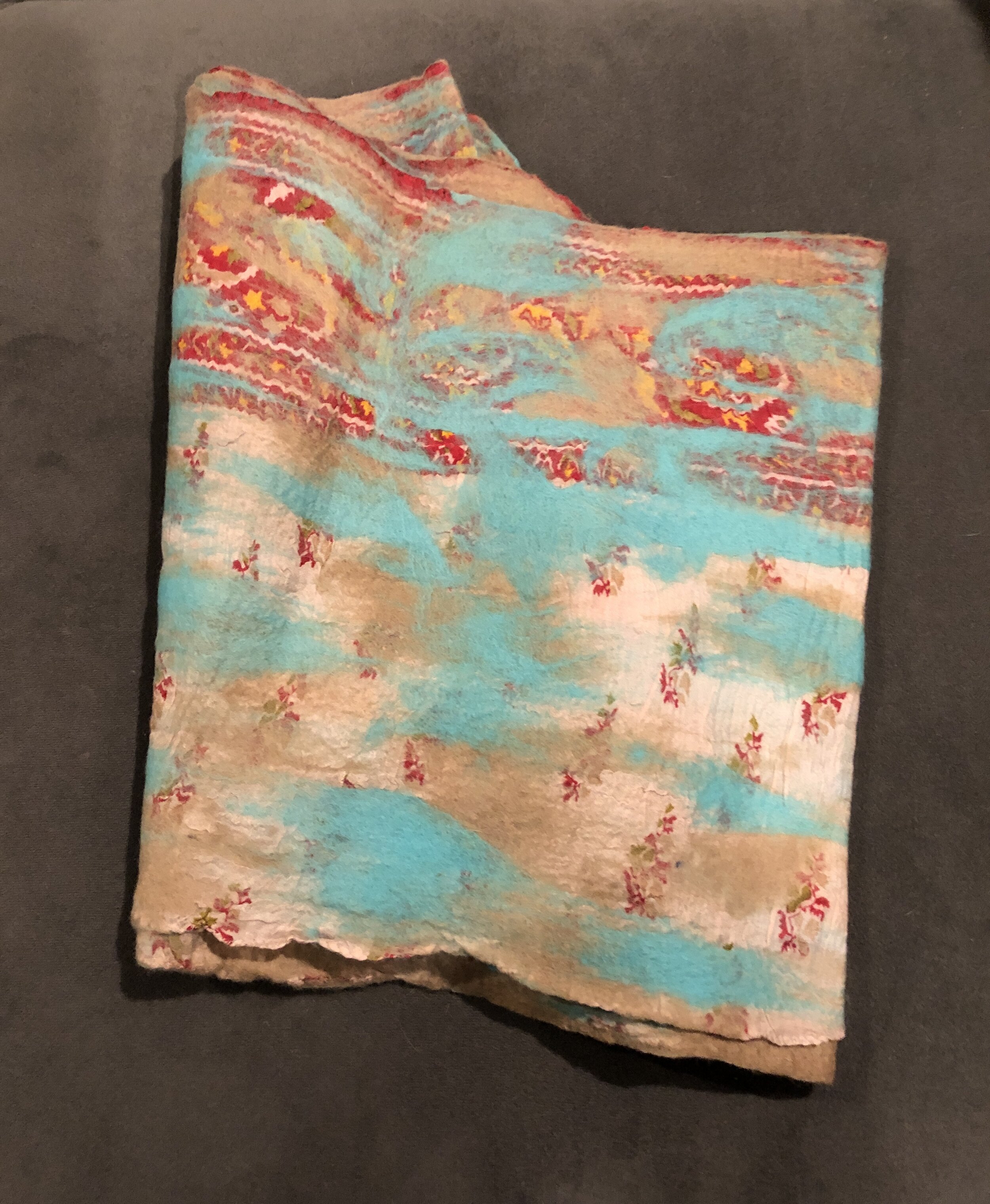 Abstract sky felt- sari scarf or tablerunner