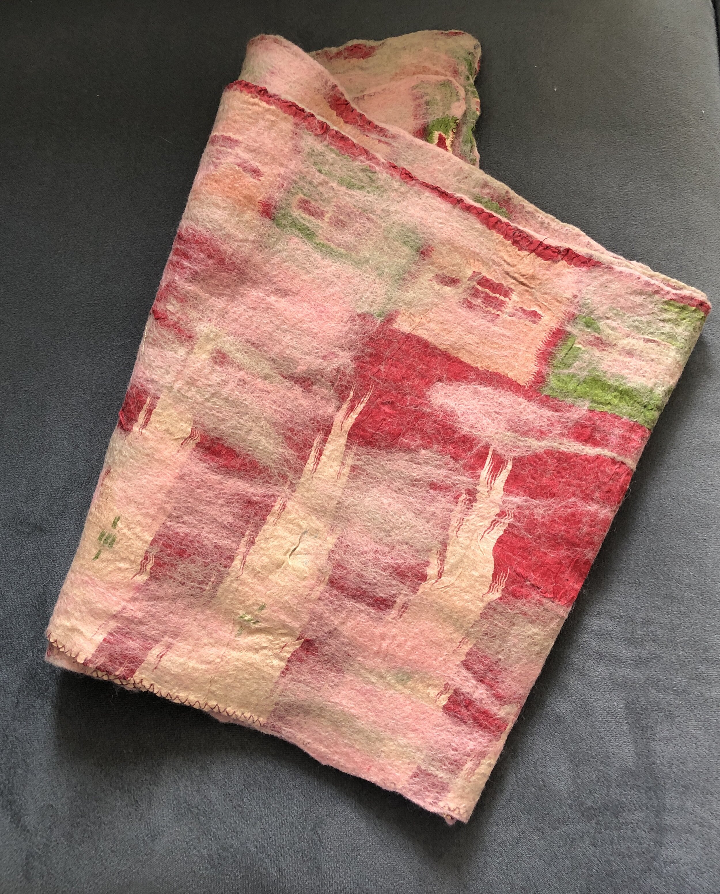 Creamy and Hot Pink scarf or tablerunner