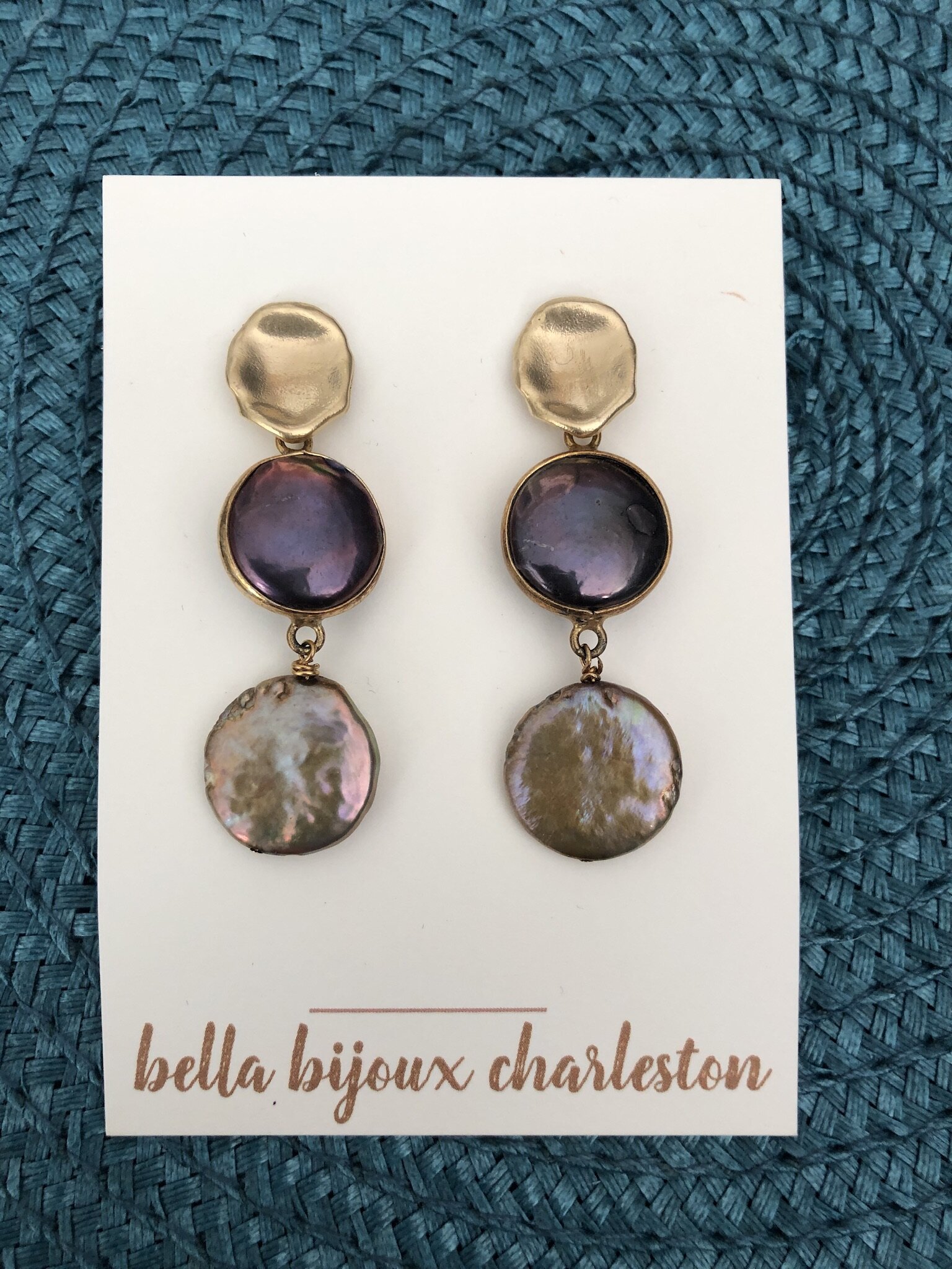 Gold, bronze and plum dangles