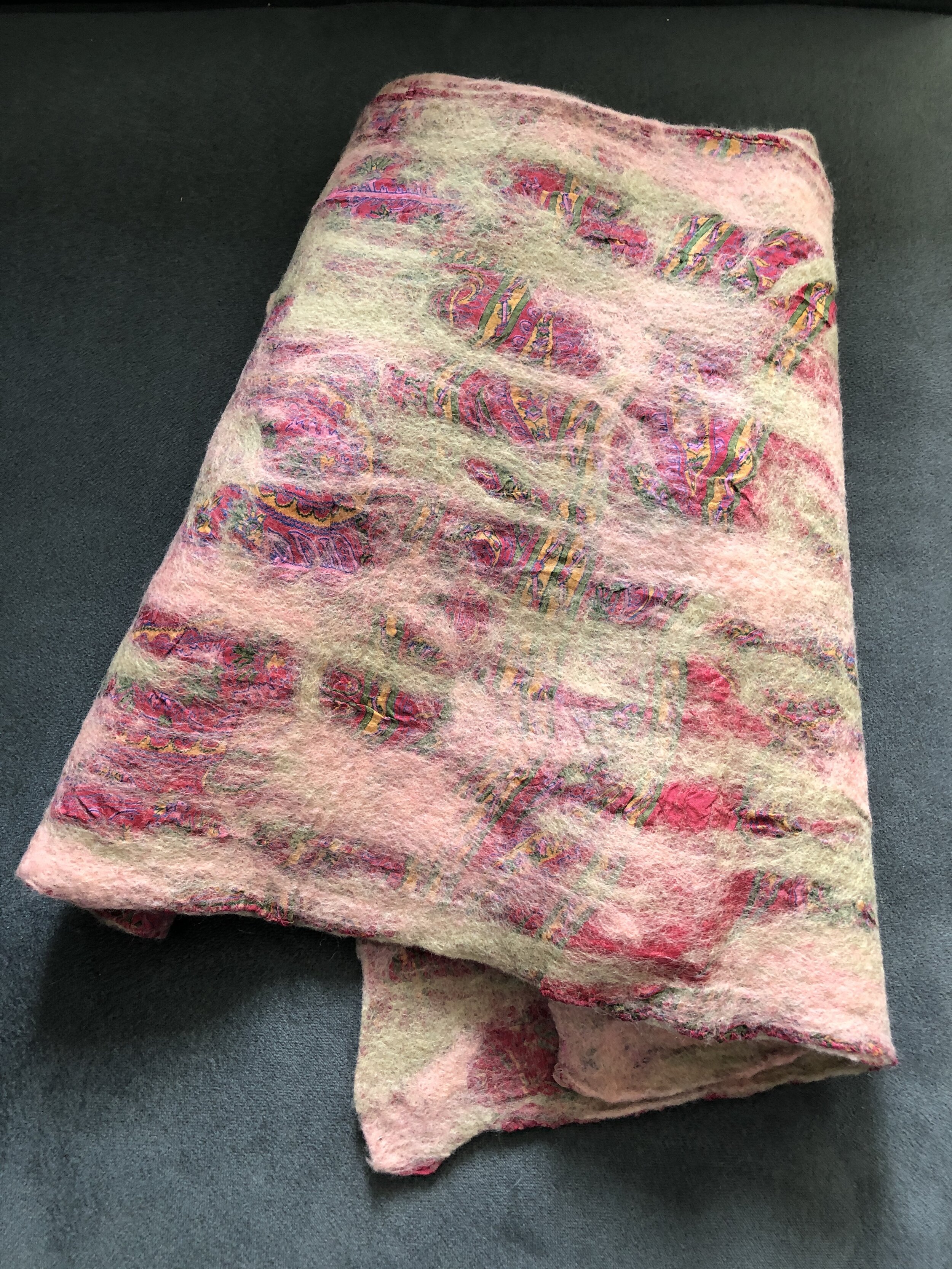 Pastels of pink scarf or table runner