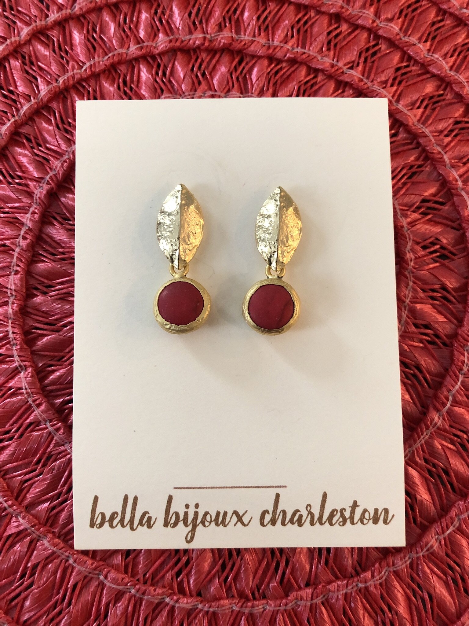 Gold leaf and berry earrings