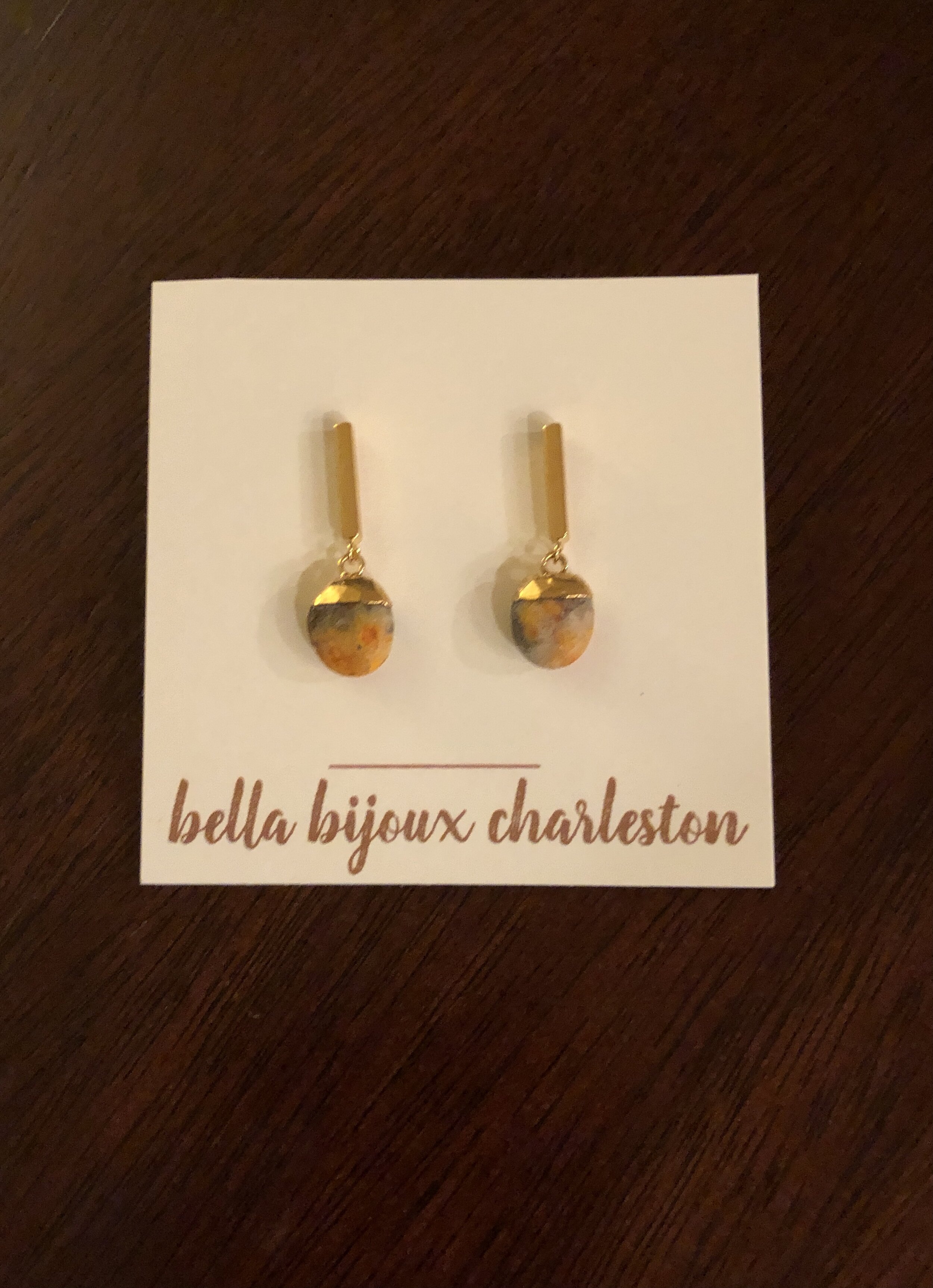 Agate “exclamation point” earrings