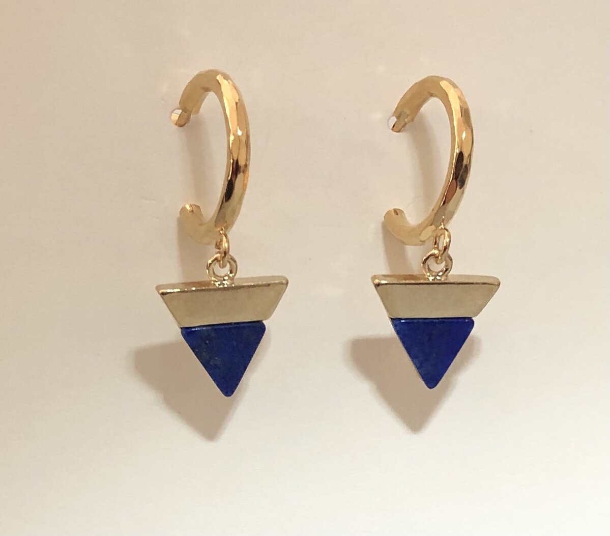Lapis triangle post earrings