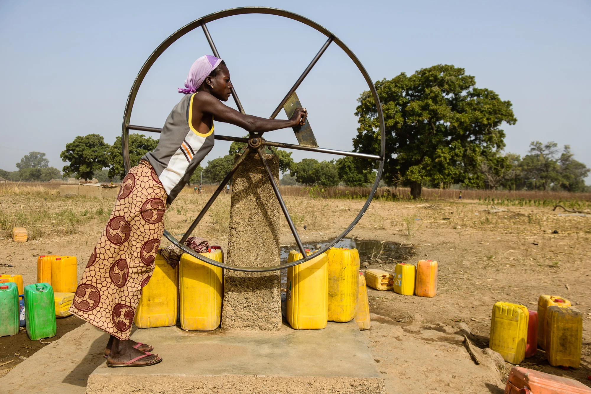 manual water pumping. Burkina Faso