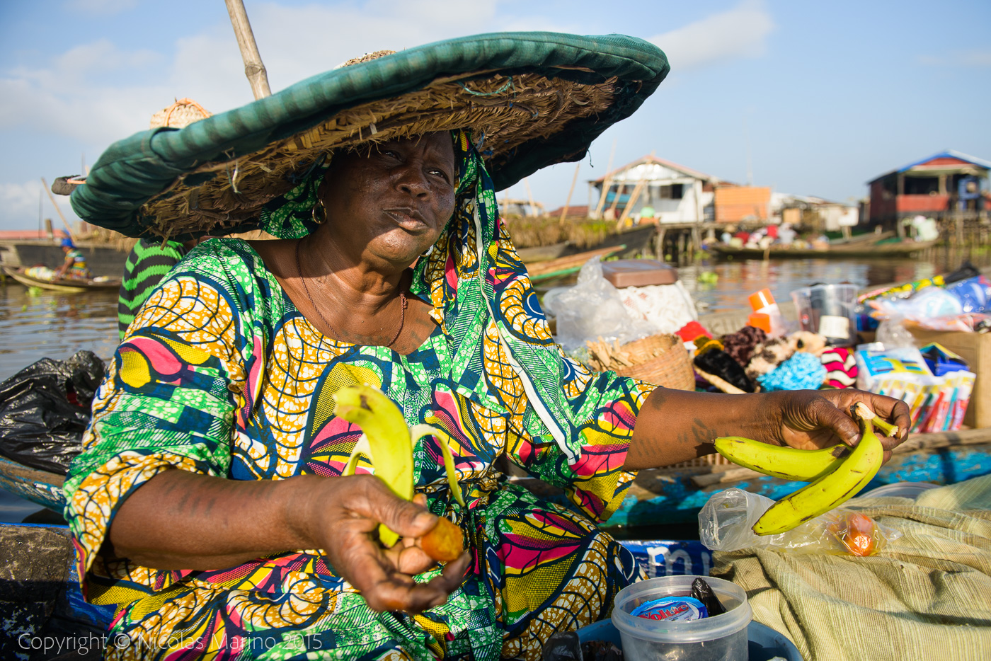 People of the floating village of Ganvié. Benin