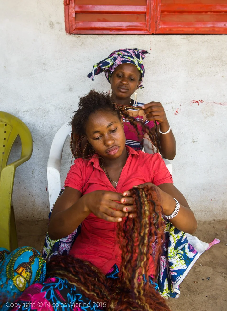  Typical African femaie hair dressing. Dabola. Guinea 