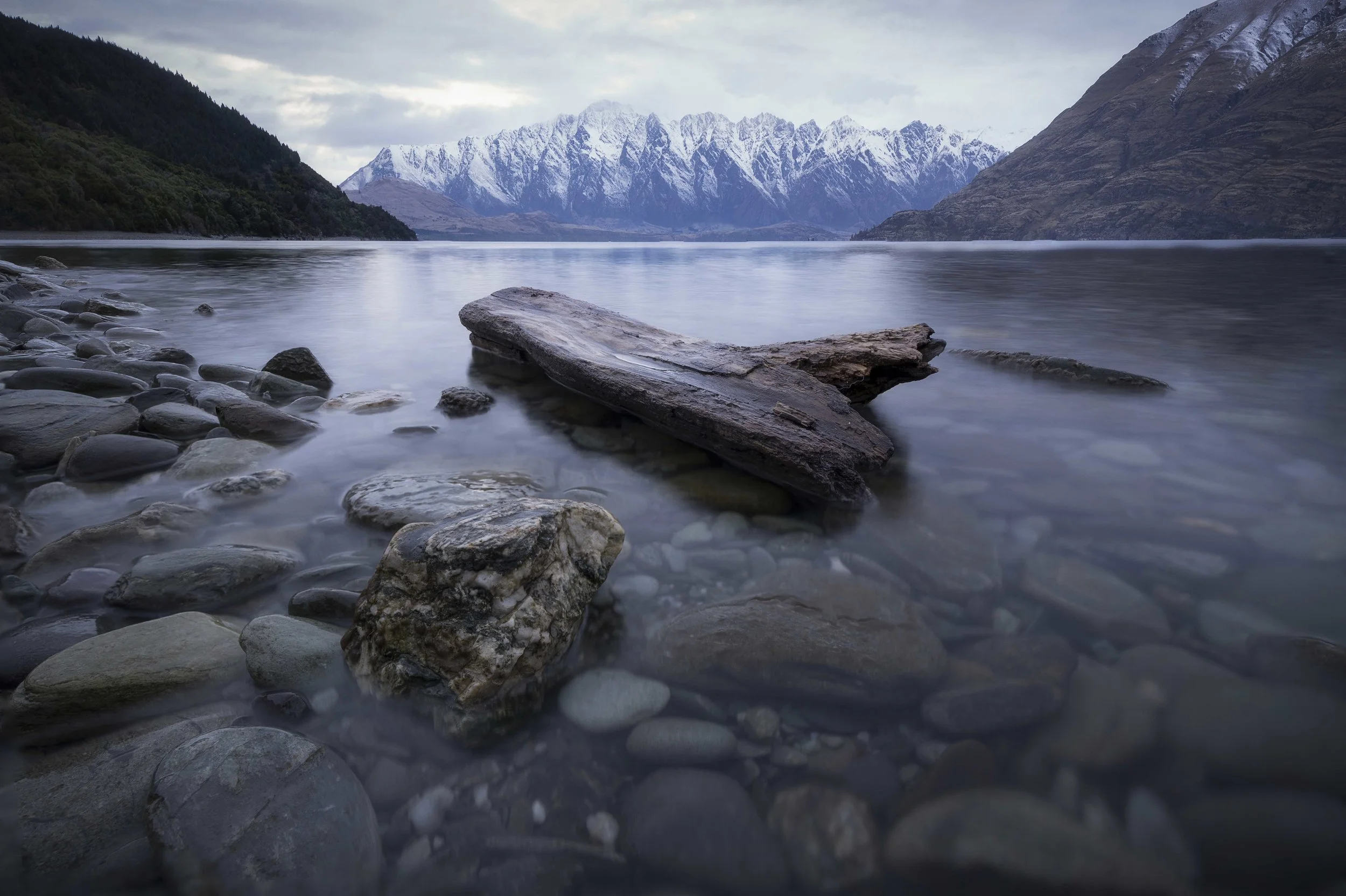 Moody landscape of the Remarkables mountain range near Queenstown, New Zealand