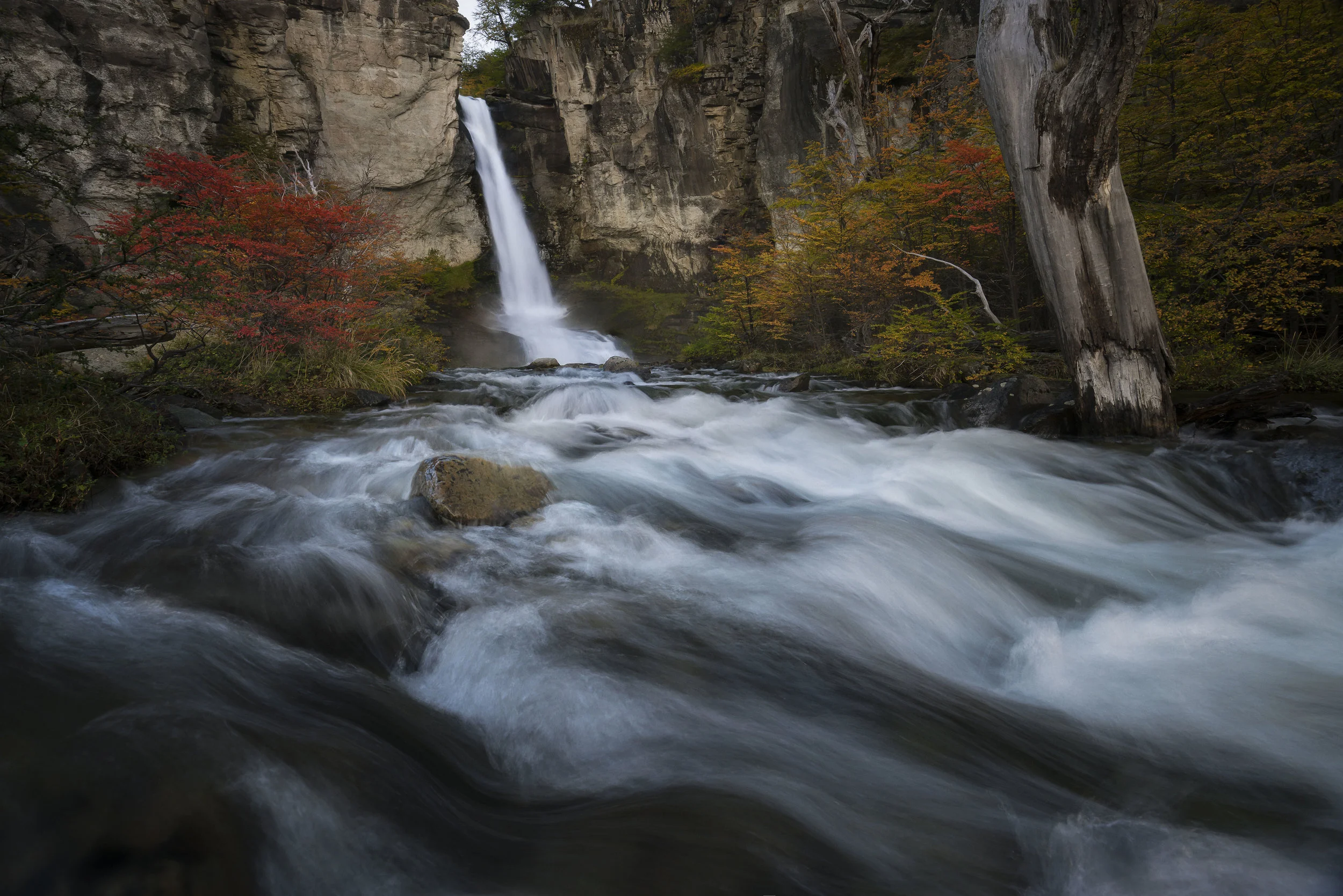 horrillo del Salto waterfall surrounded by autumn foliage, Argentina