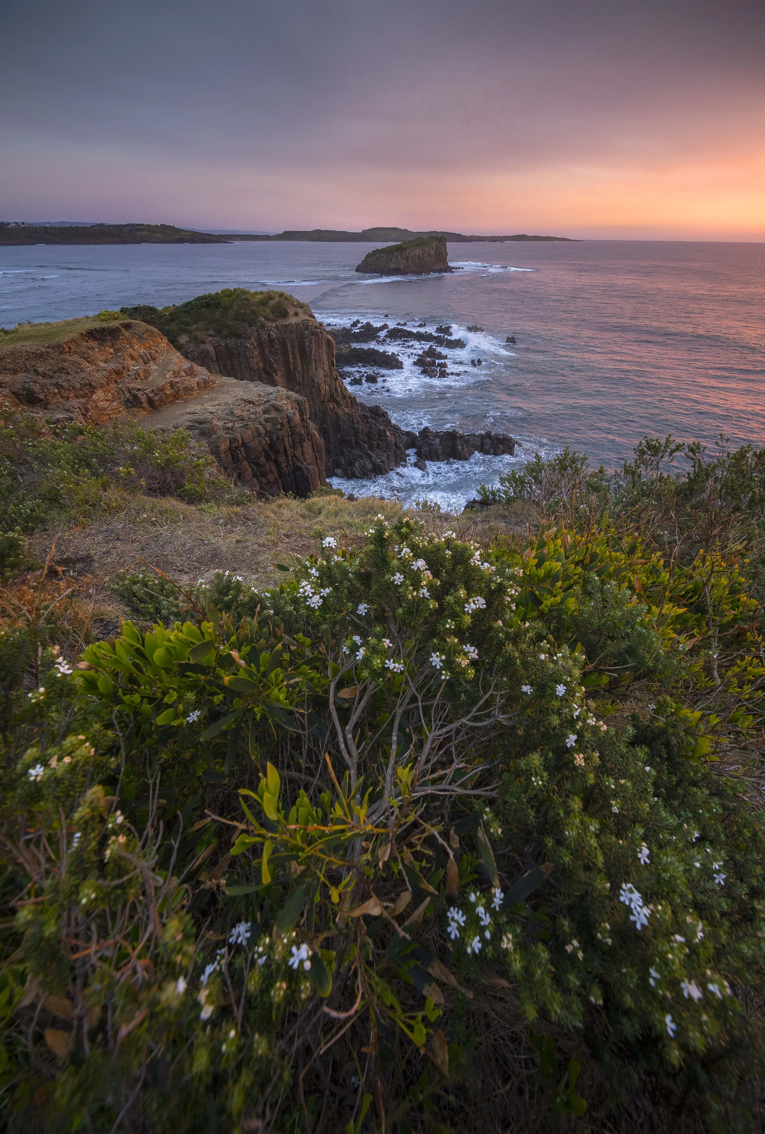 View of Stack Island from the Minnamurra Headland with coastal scenery