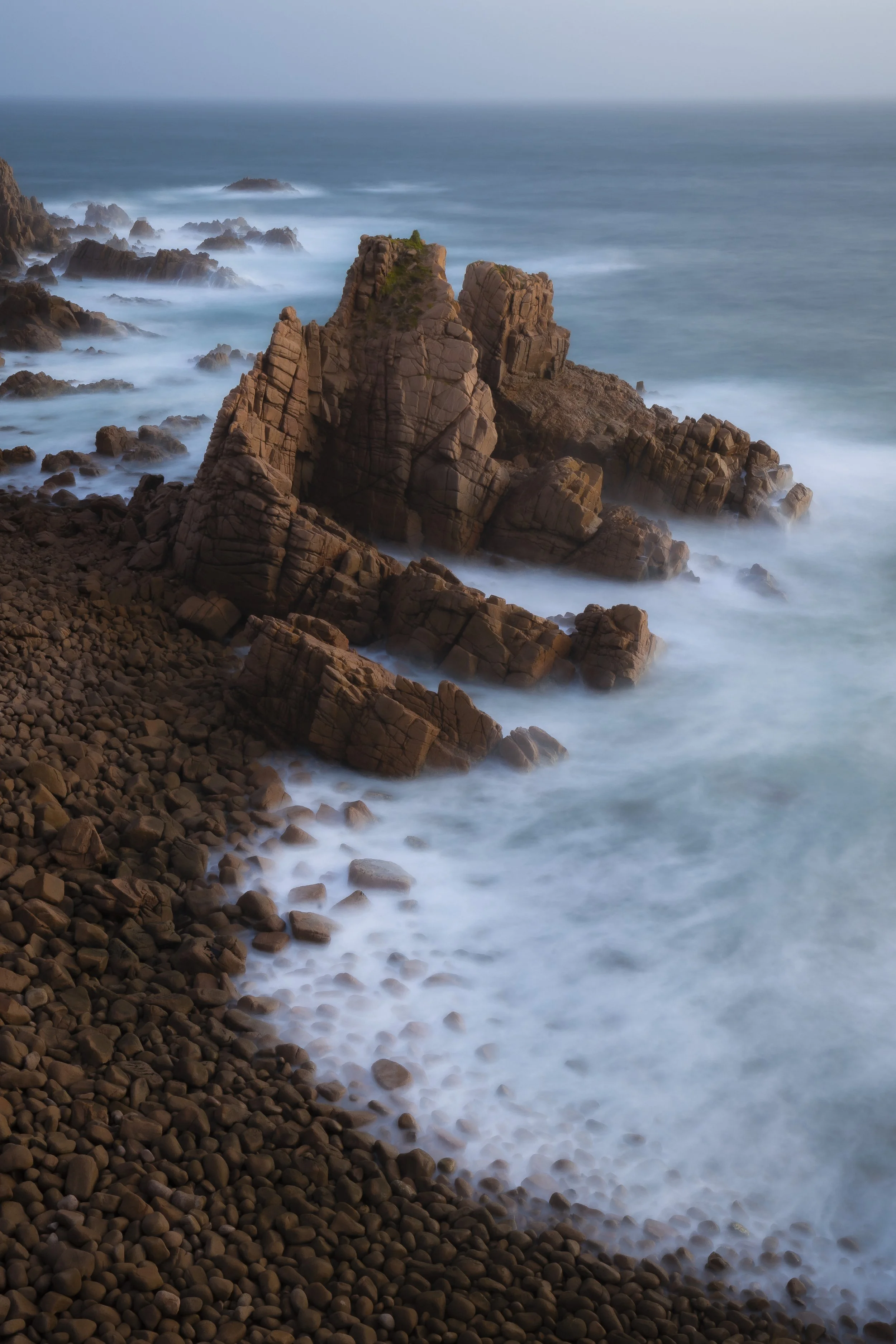 "The Pinnacles at Cape Woolamai with silky smooth ocean in a long exposure