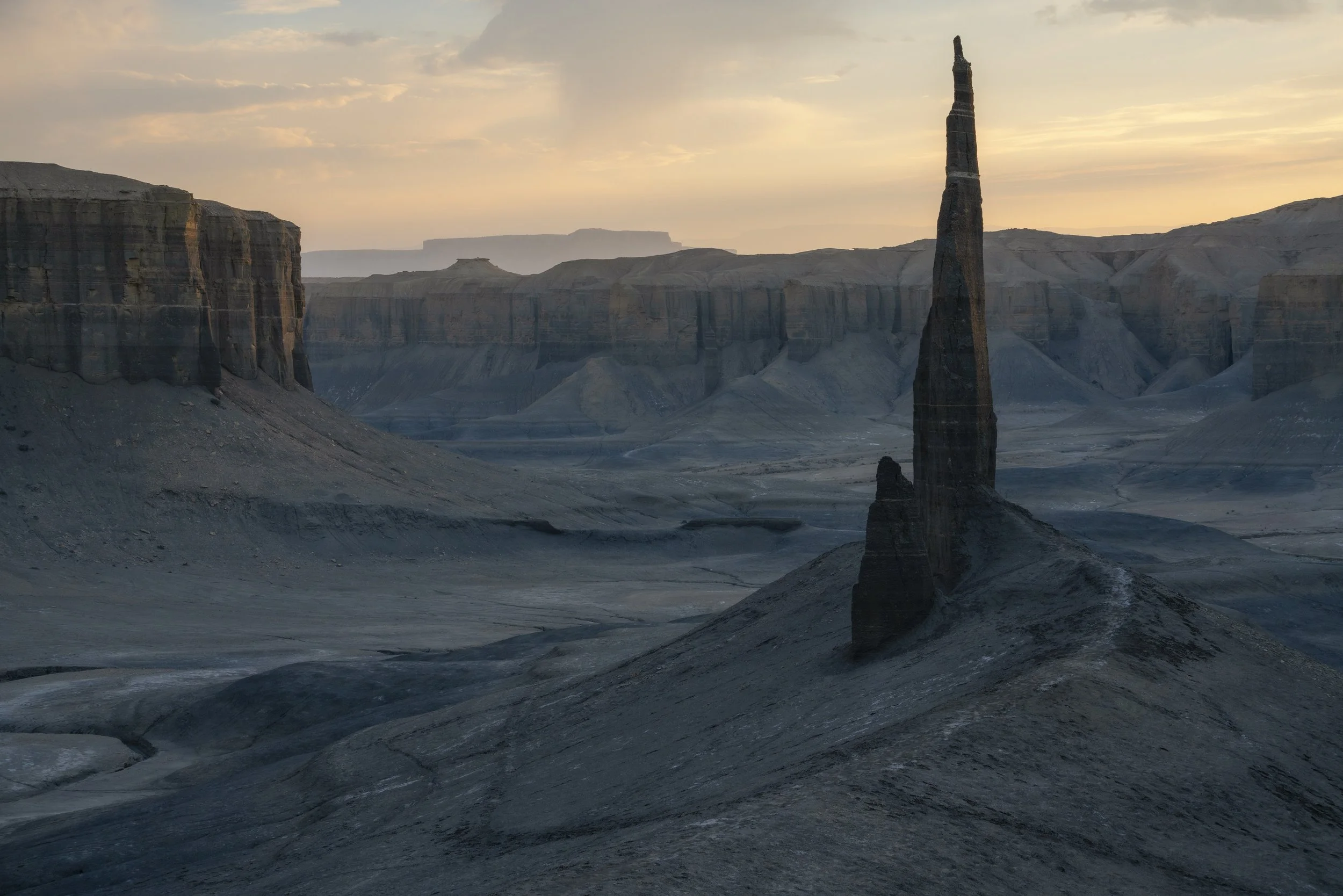 Desert spire at sunset, Hanksville, Utah