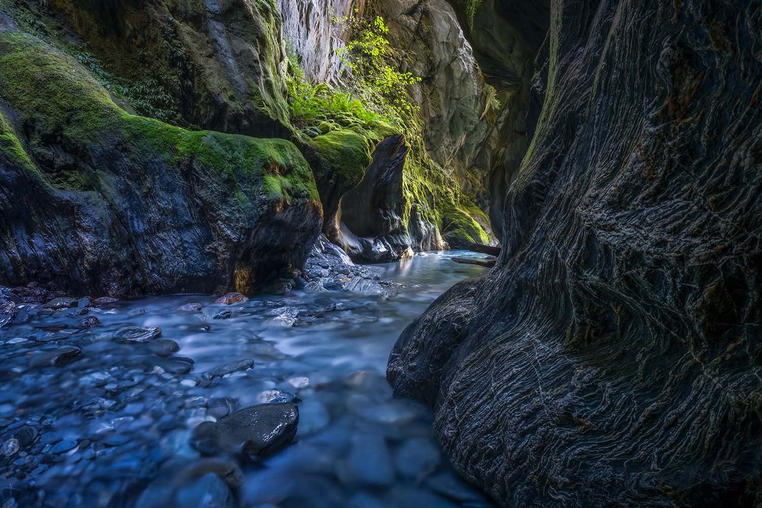 Haast Pass Canyon with rugged cliffs and river, New Zealand