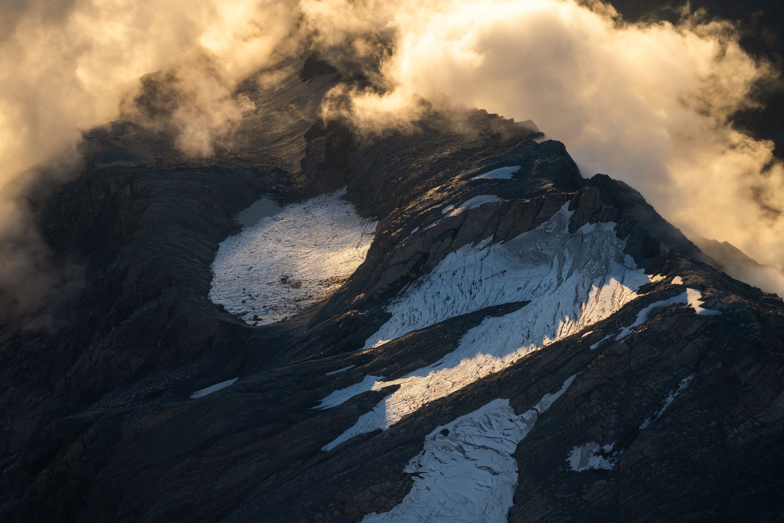 Glacier formation resembling the shape of a dragon head