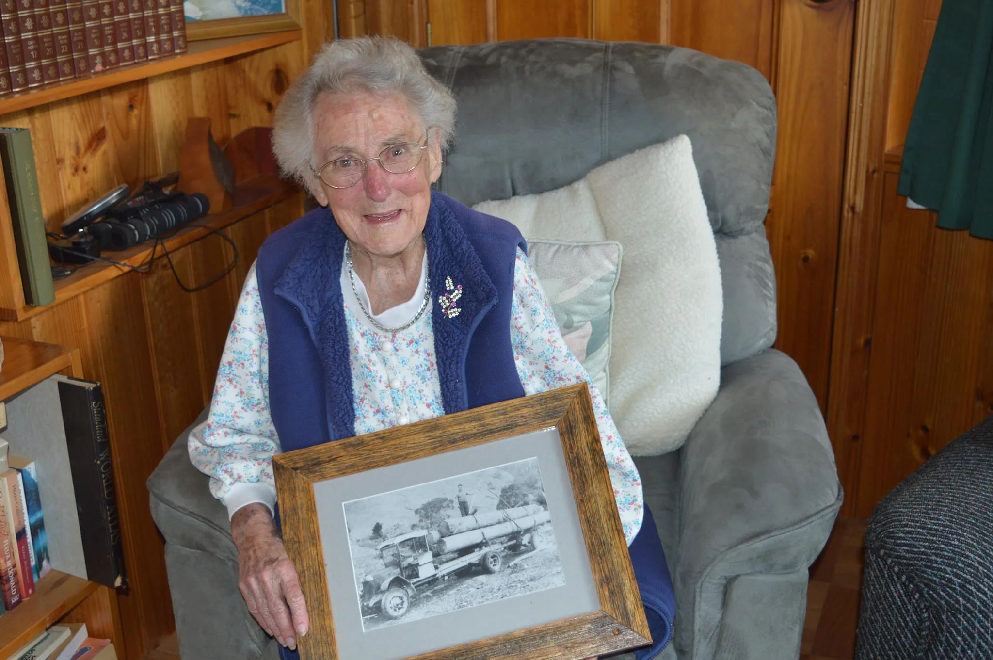 Olga Nichols recalls learning to drive her father’s timber truck when she was just 13.