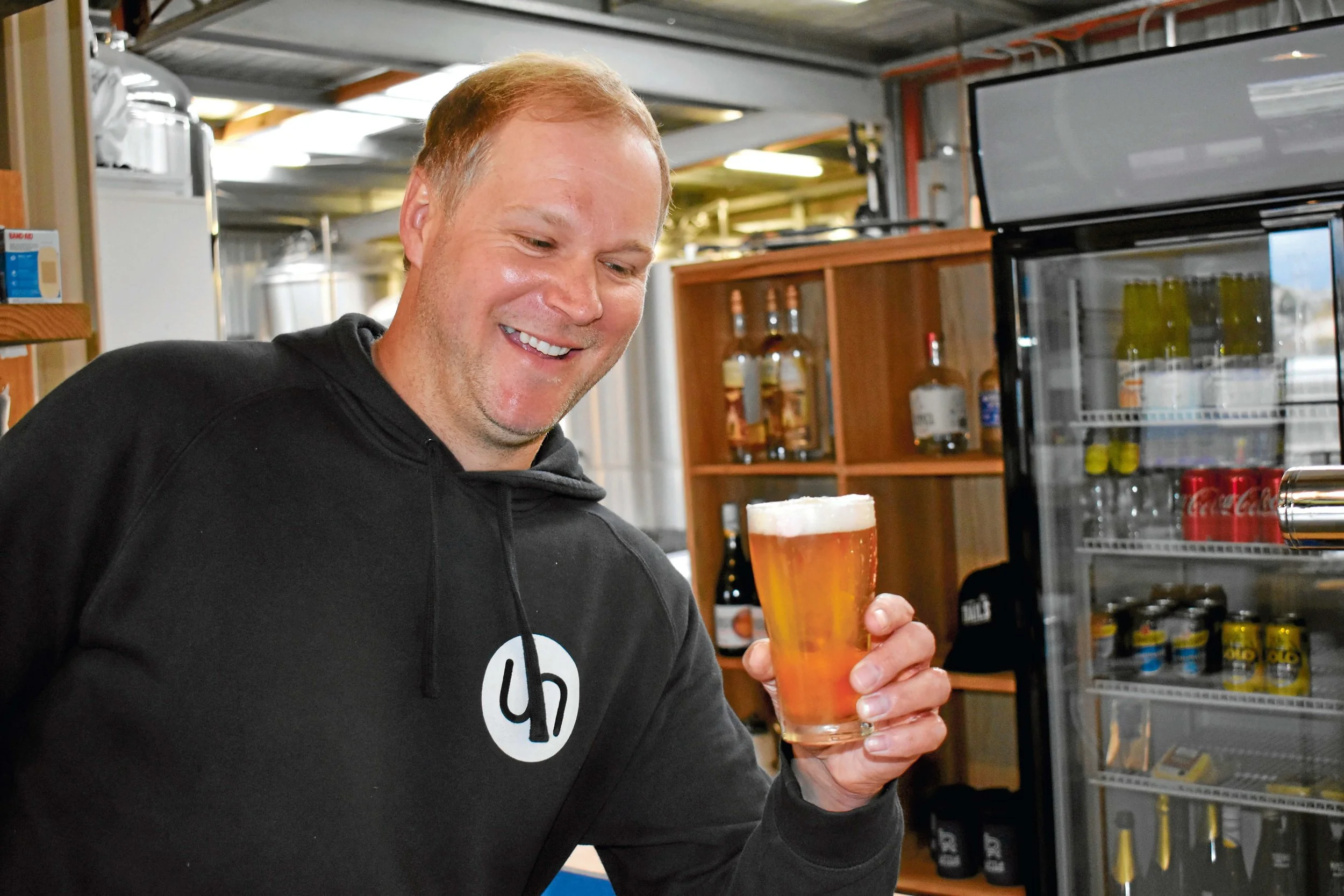 • Little River head brewer Chris Carins with his newest creation, the VoVo milkshake, releasing this Friday night.