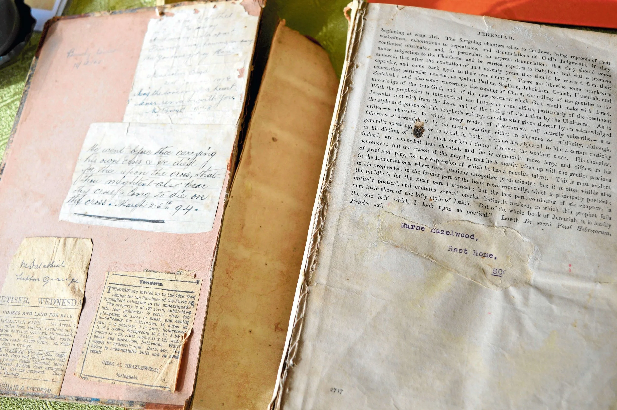 • Nurse Heazlewood’s Bible.