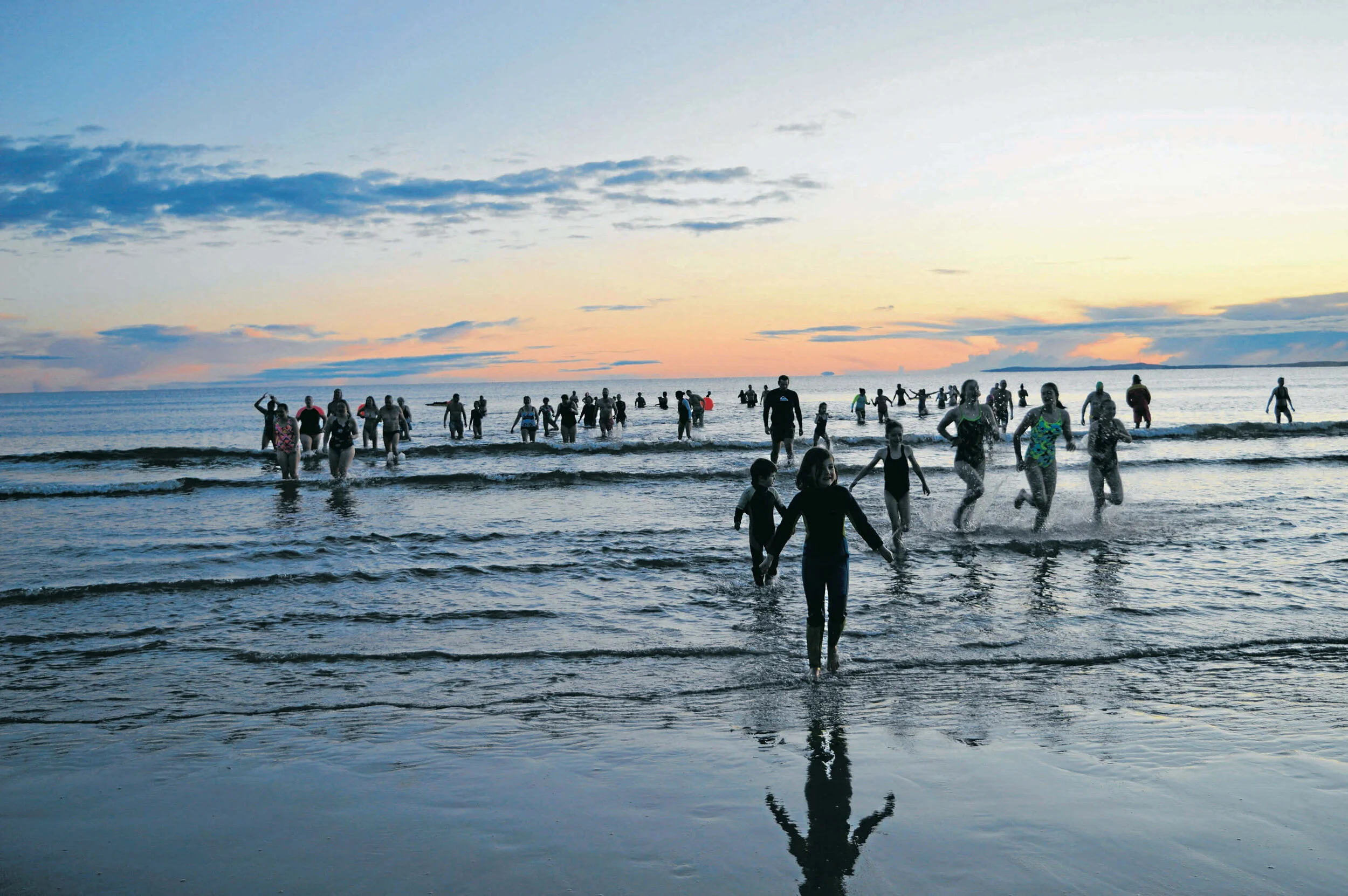 Bridport Brave Winter swim back