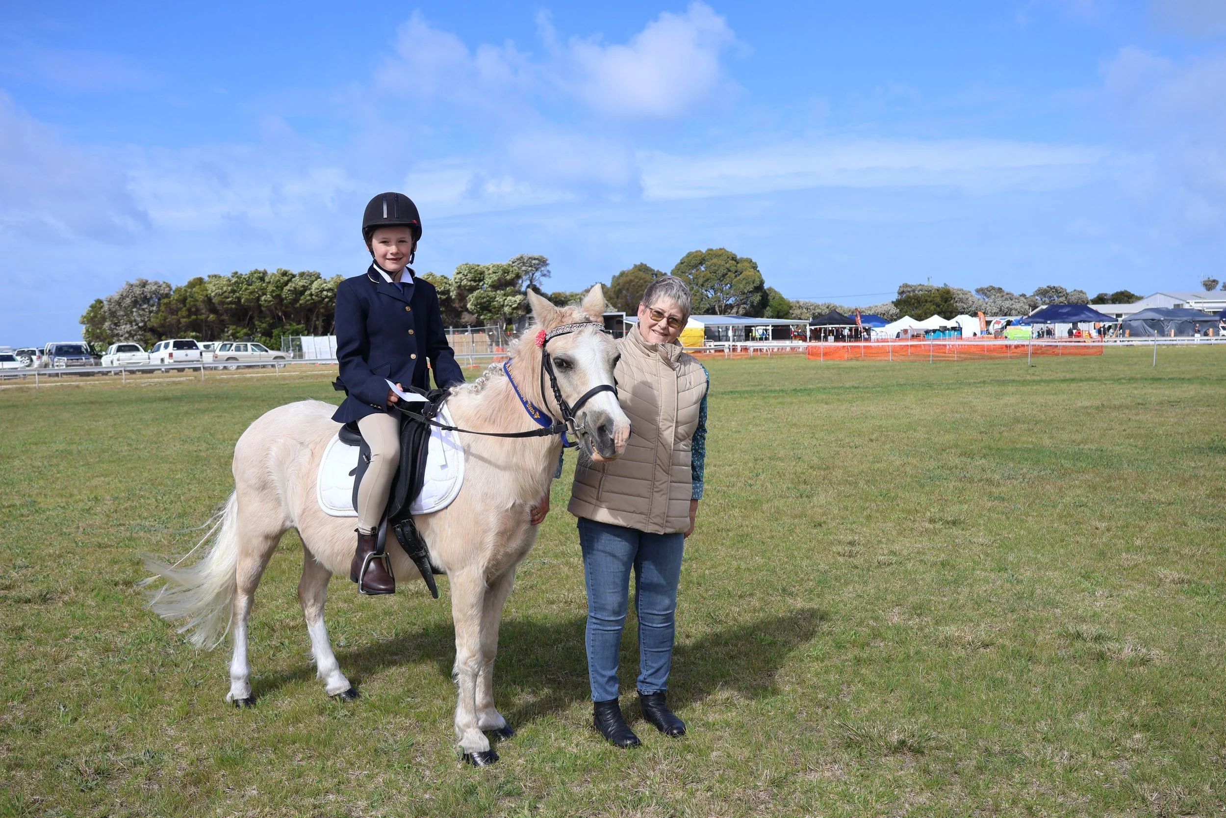 *Charlotte Rhodes on Rusty in the ridden pony under 13.2 hands with equestrian judge Kathy Smith.JPG