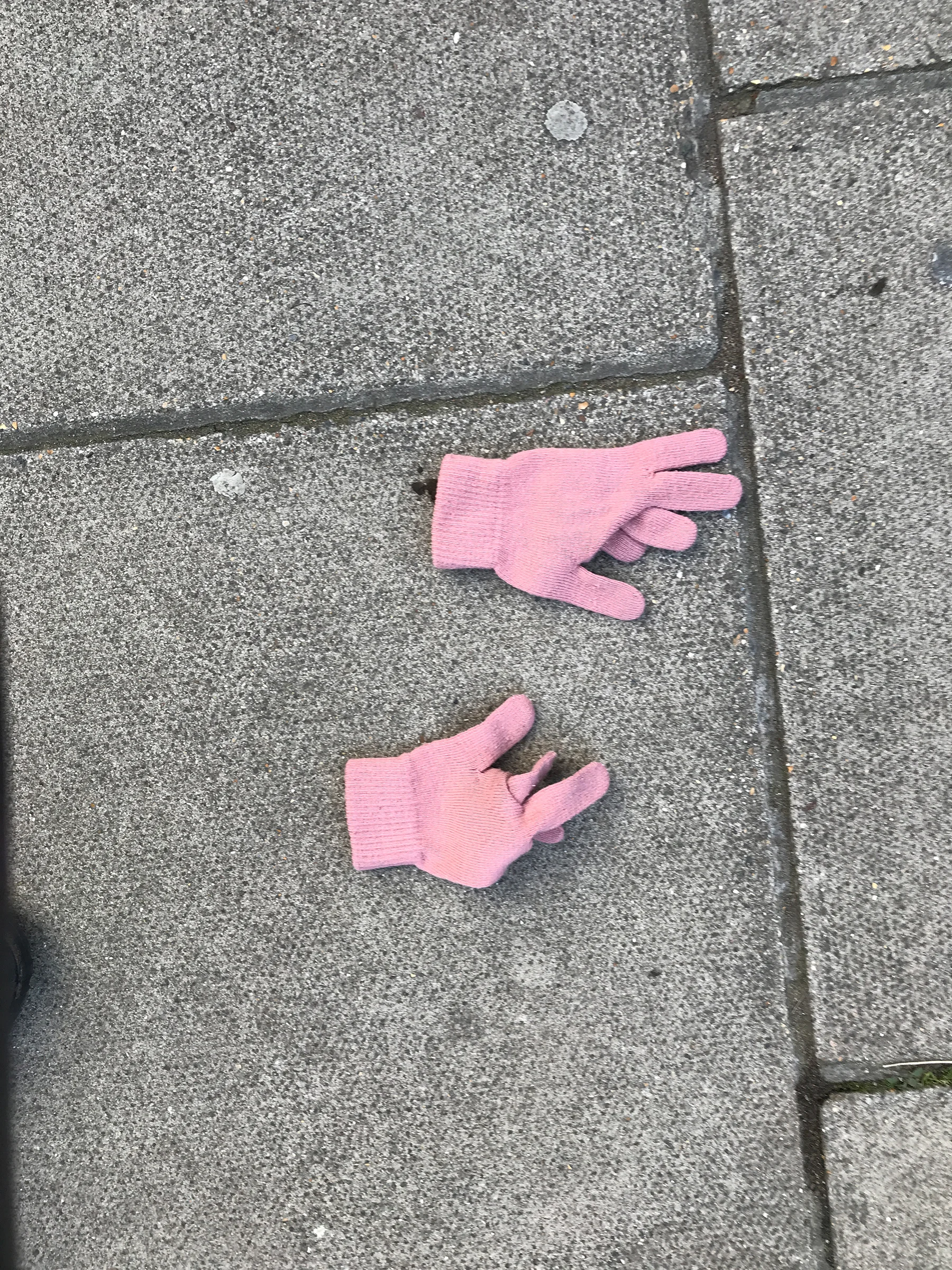 The pink gloves.