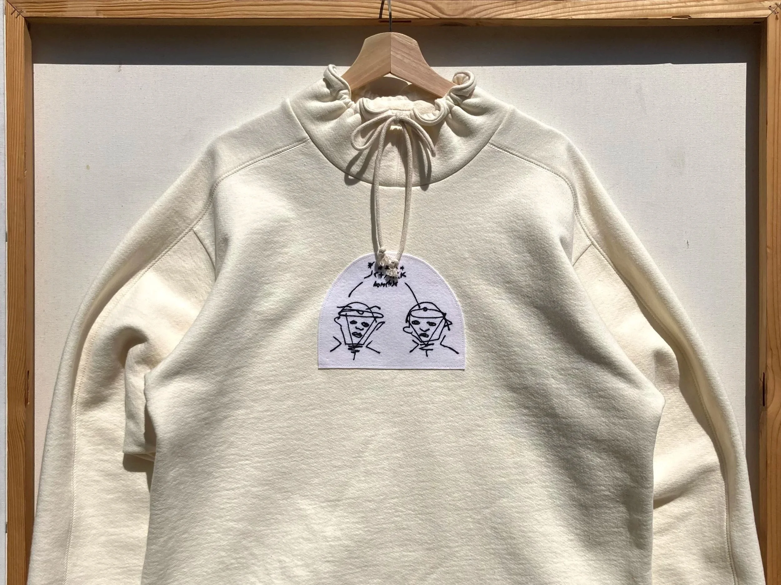 Cinched Neck Embroidered Sweatshirt
