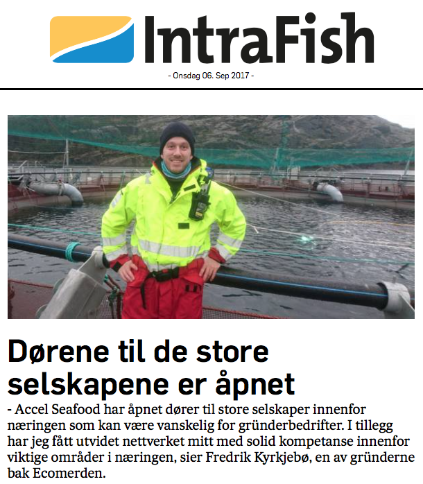 Ecomerden var deltaker på ACCEL Seafood i 2016. Skjermdump fra Intrafish.no