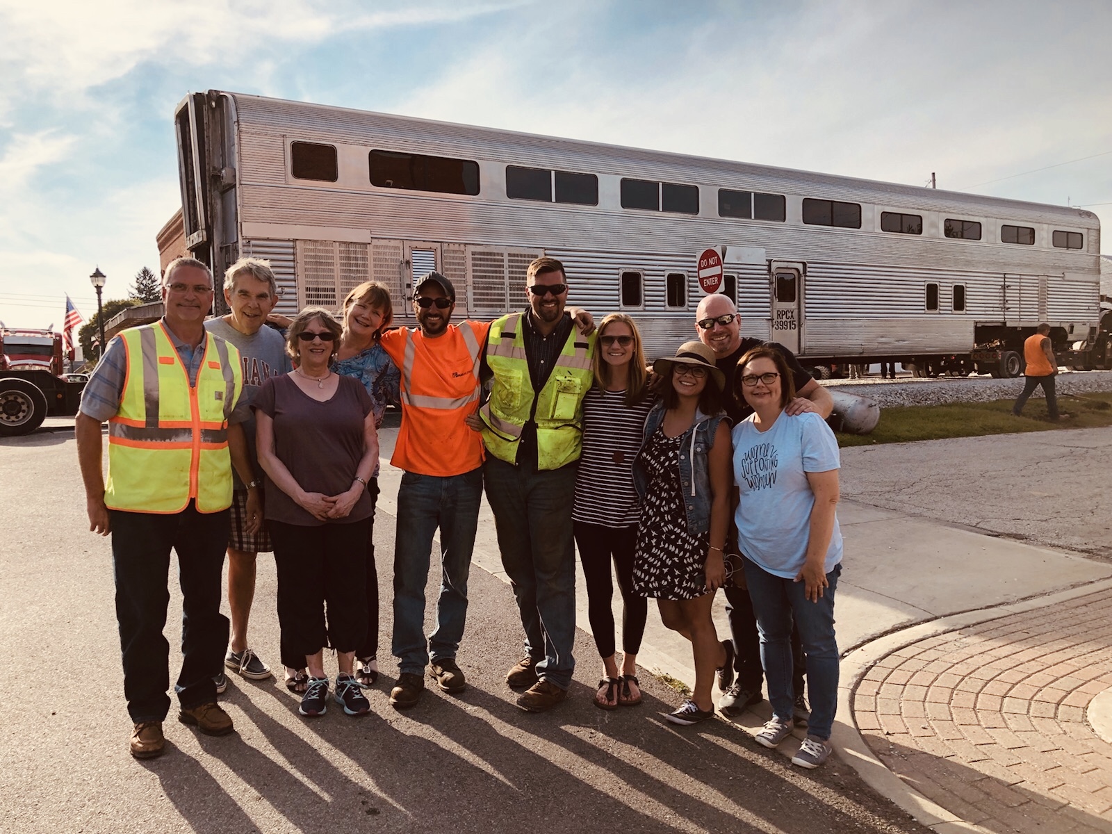 Nickel Plate Express staff and board members welcome the first piece of equipment to Hamilton County: Sept. 1, 2018