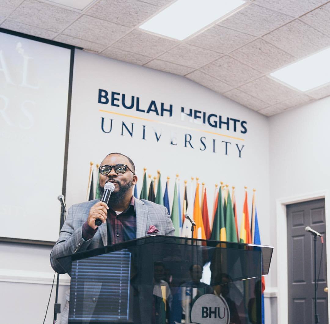 Speaking at Beulah Heights University