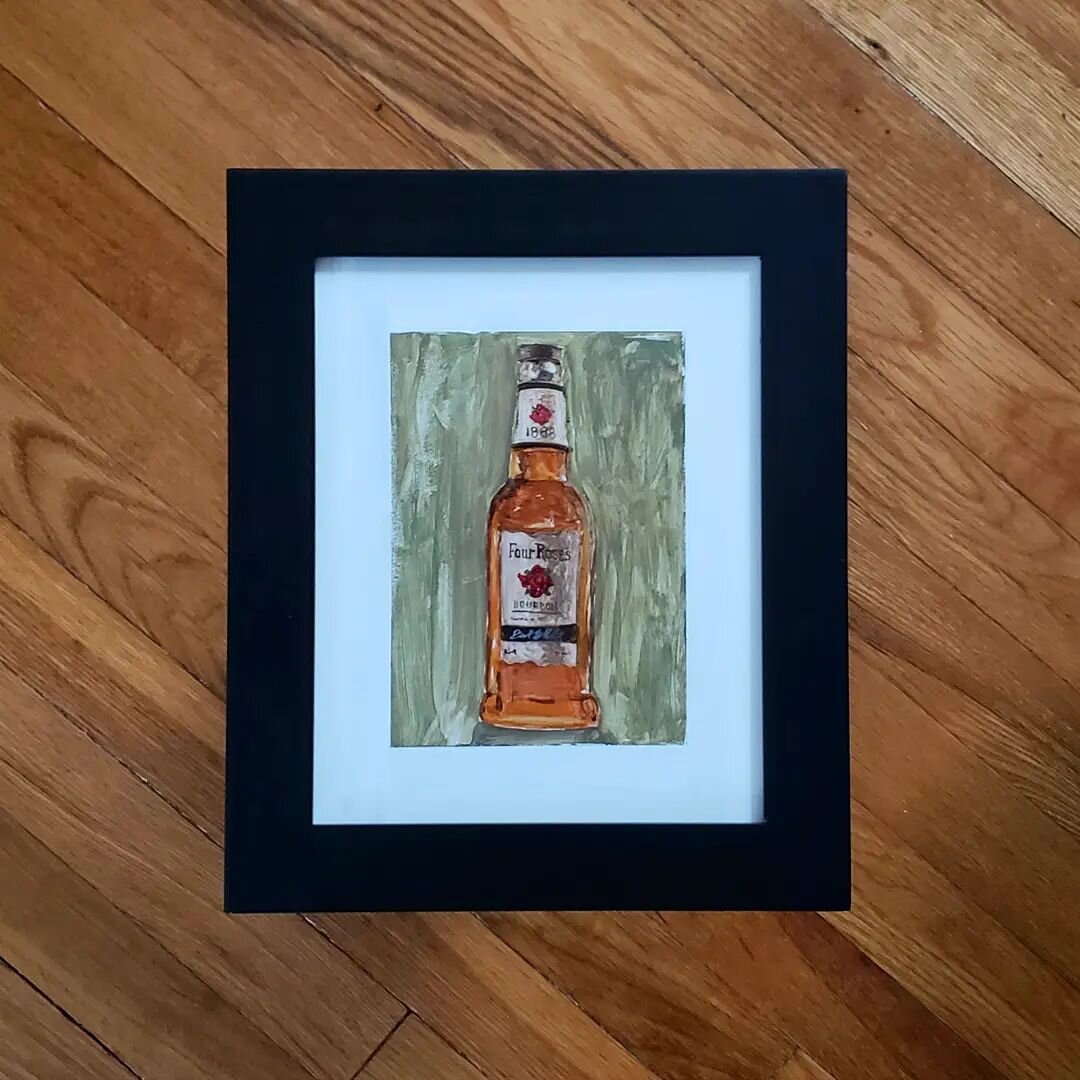 today's dad's birthday.
he drinks whiskey.
he can't drink this painting, but he can hang it in his bar.
